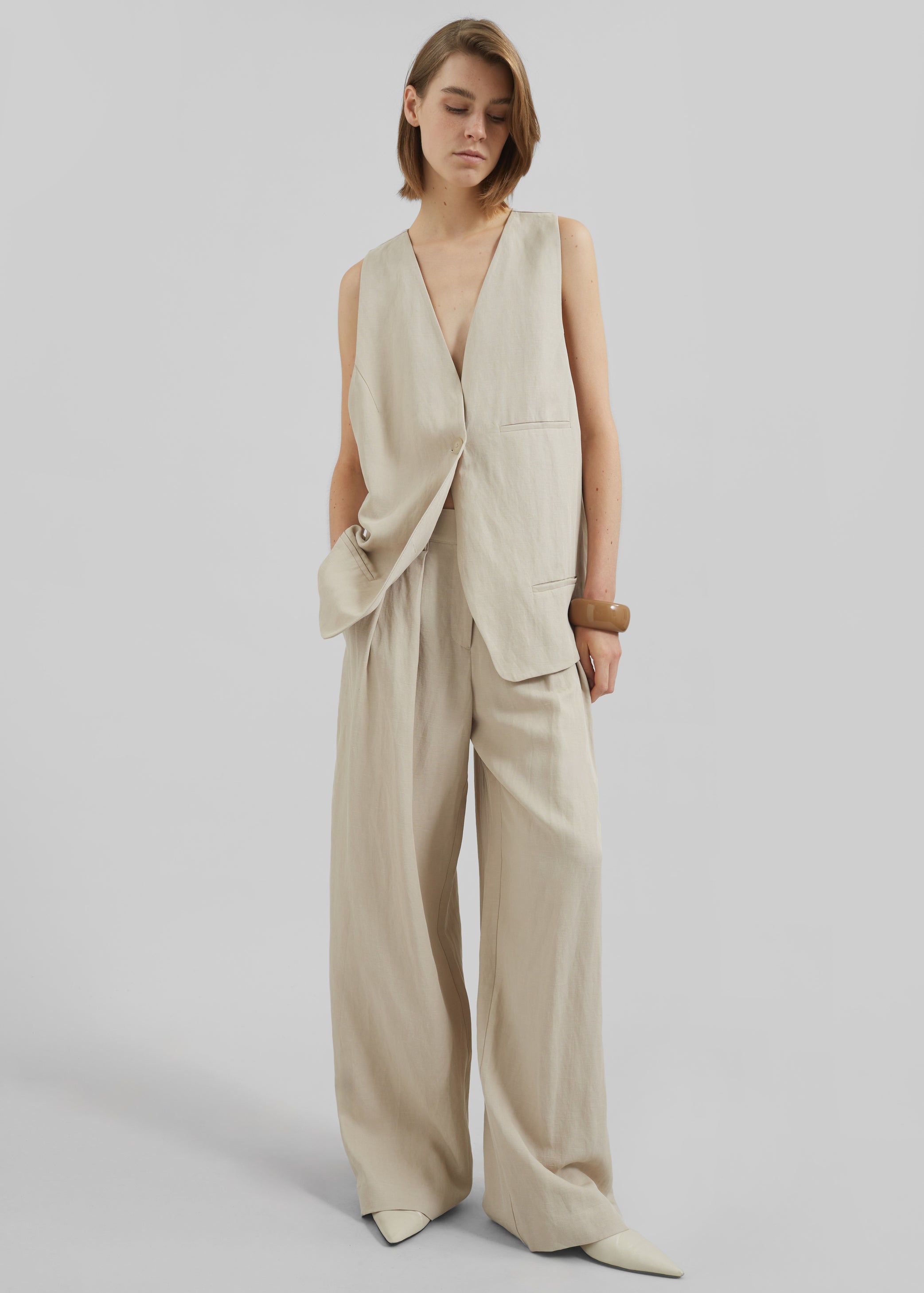 Shop the look image for Melrose Linen Vest - Cement