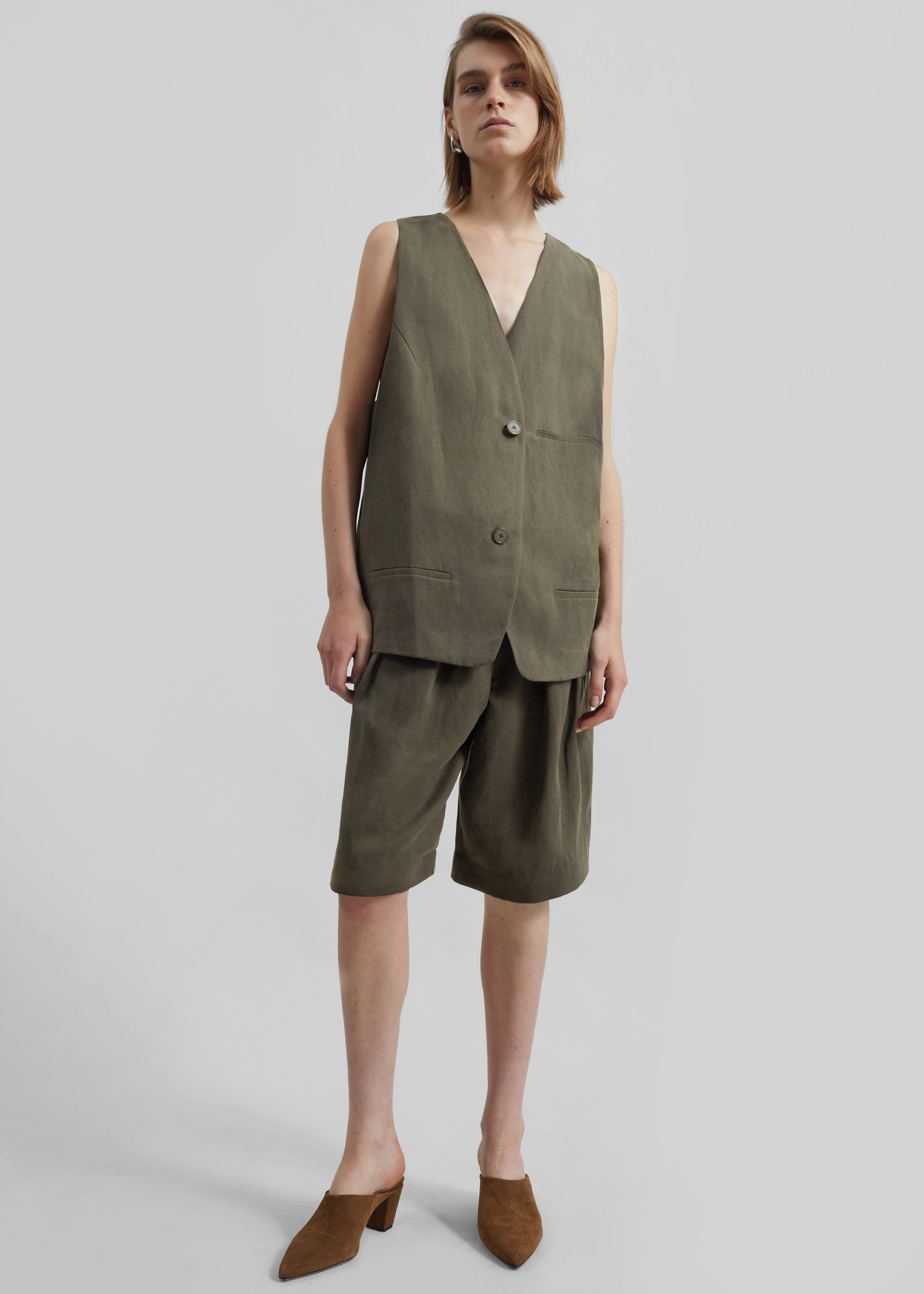 Shop the look image for Melrose Linen Vest - Khaki