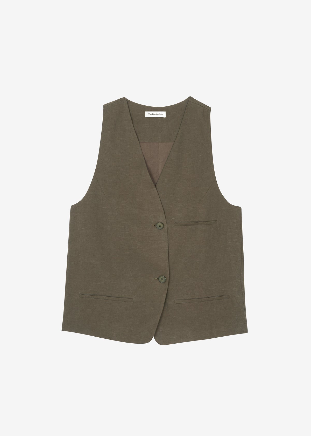 Melrose Linen Vest Khaki – The Frankie Shop - Main Image