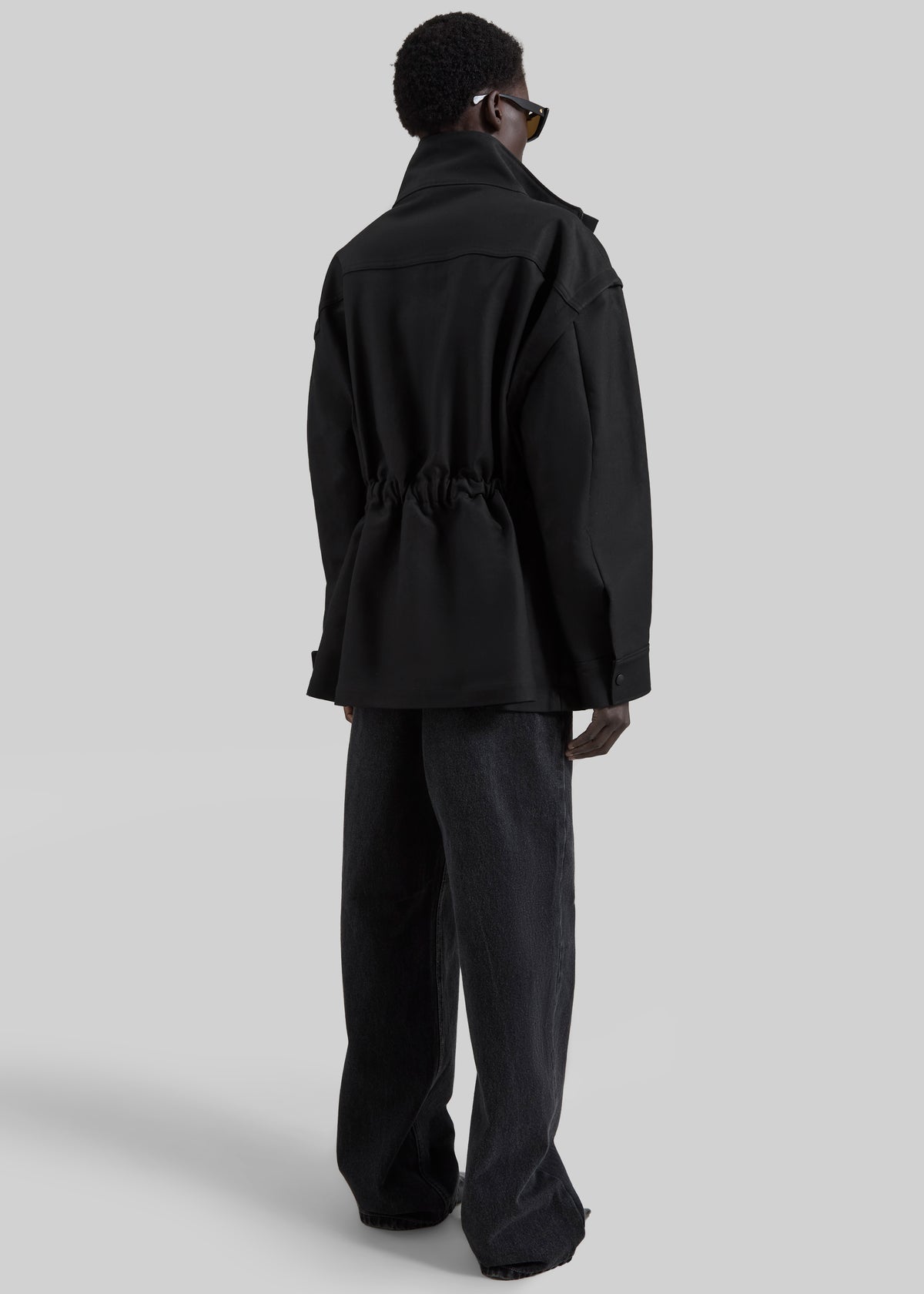 Melton Detachable Sleeve Cargo Jacket - Black - 8