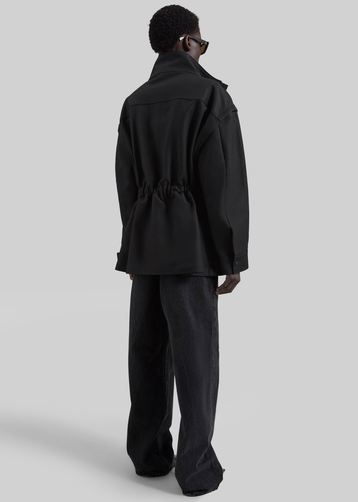 Melton Detachable Sleeve Cargo Jacket - Black - 8