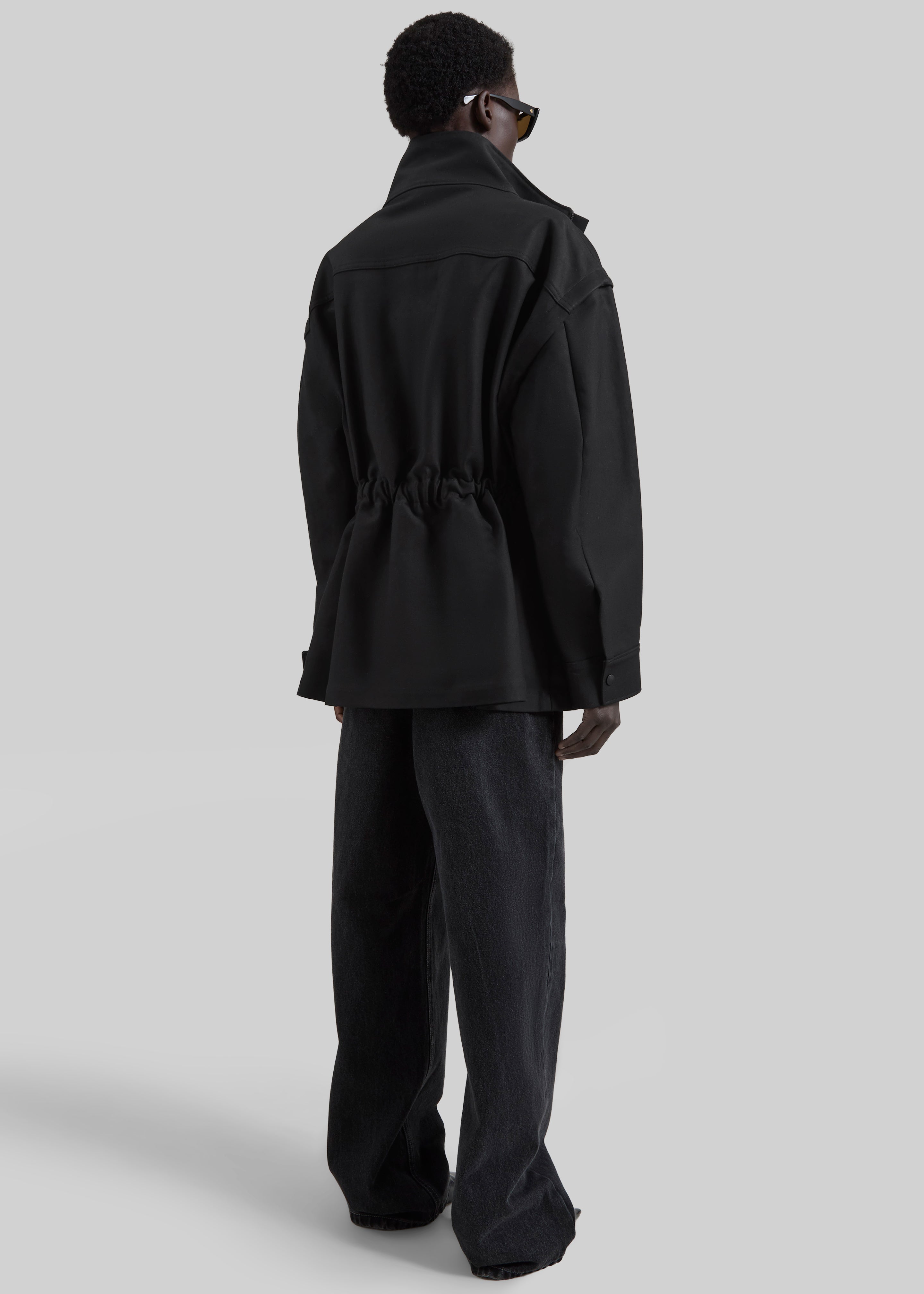 Melton Detachable Sleeve Cargo Jacket - Black - 8