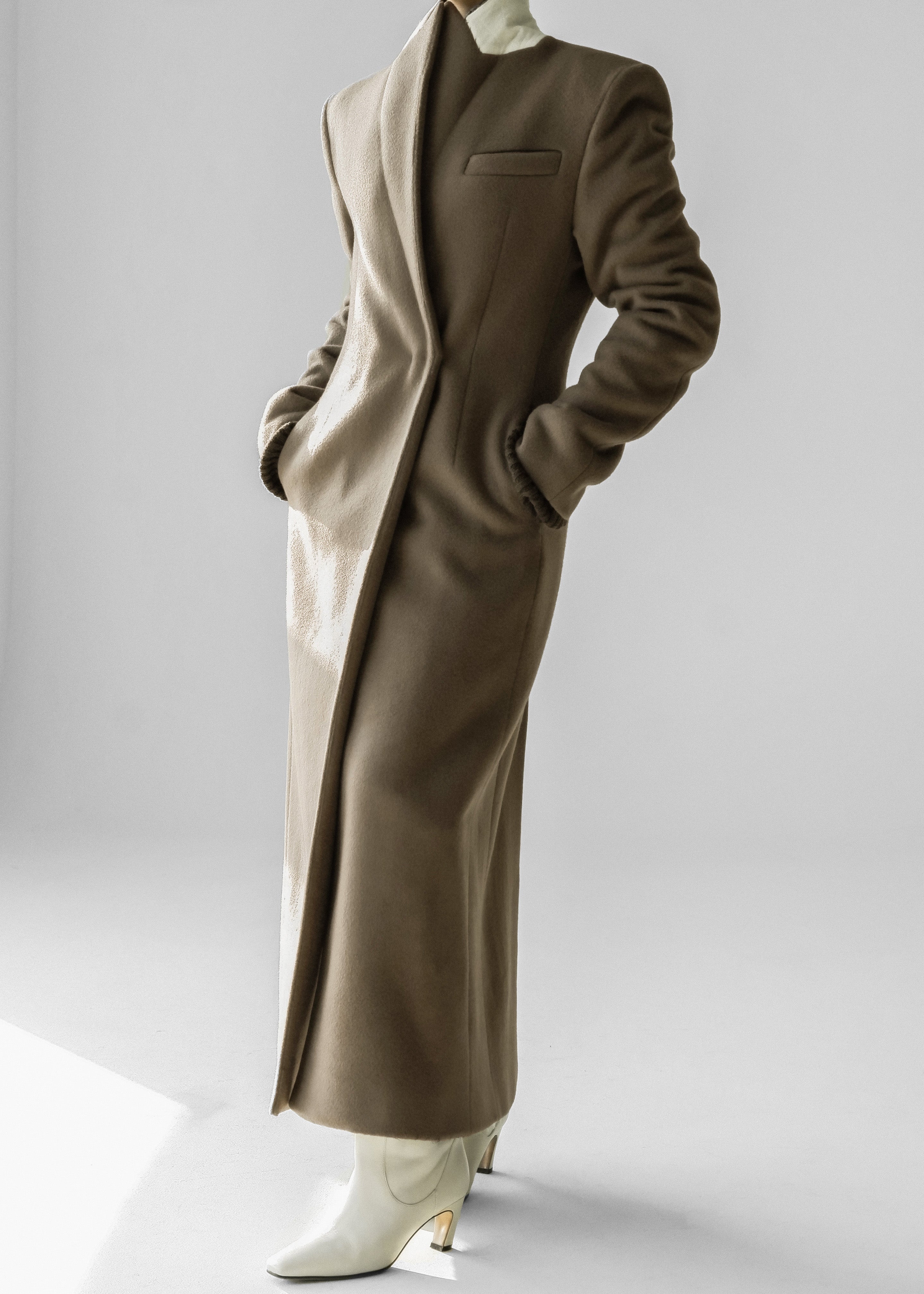 Melva Long Coat - Taupe - 5