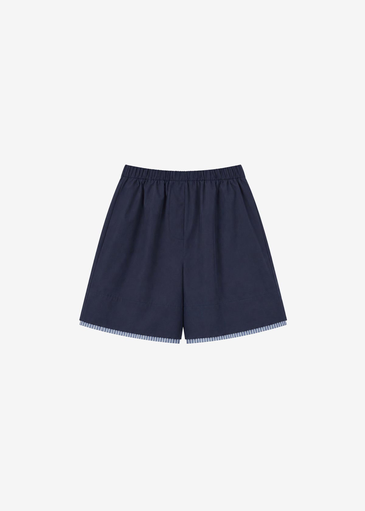 Menton Layered Hem Shorts - Navy/White Stripe - 8