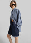 Menton Layered Hem Shorts - Navy/White Stripe