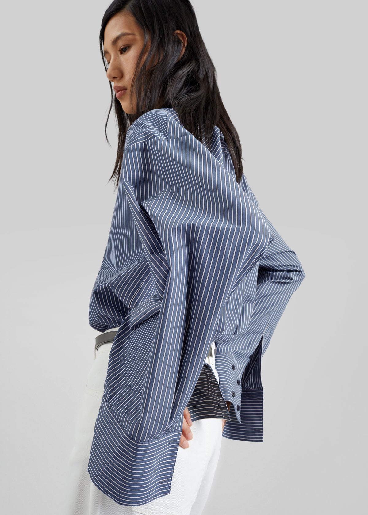 Menton Oversized Shirt - Navy/White Stripe - 9