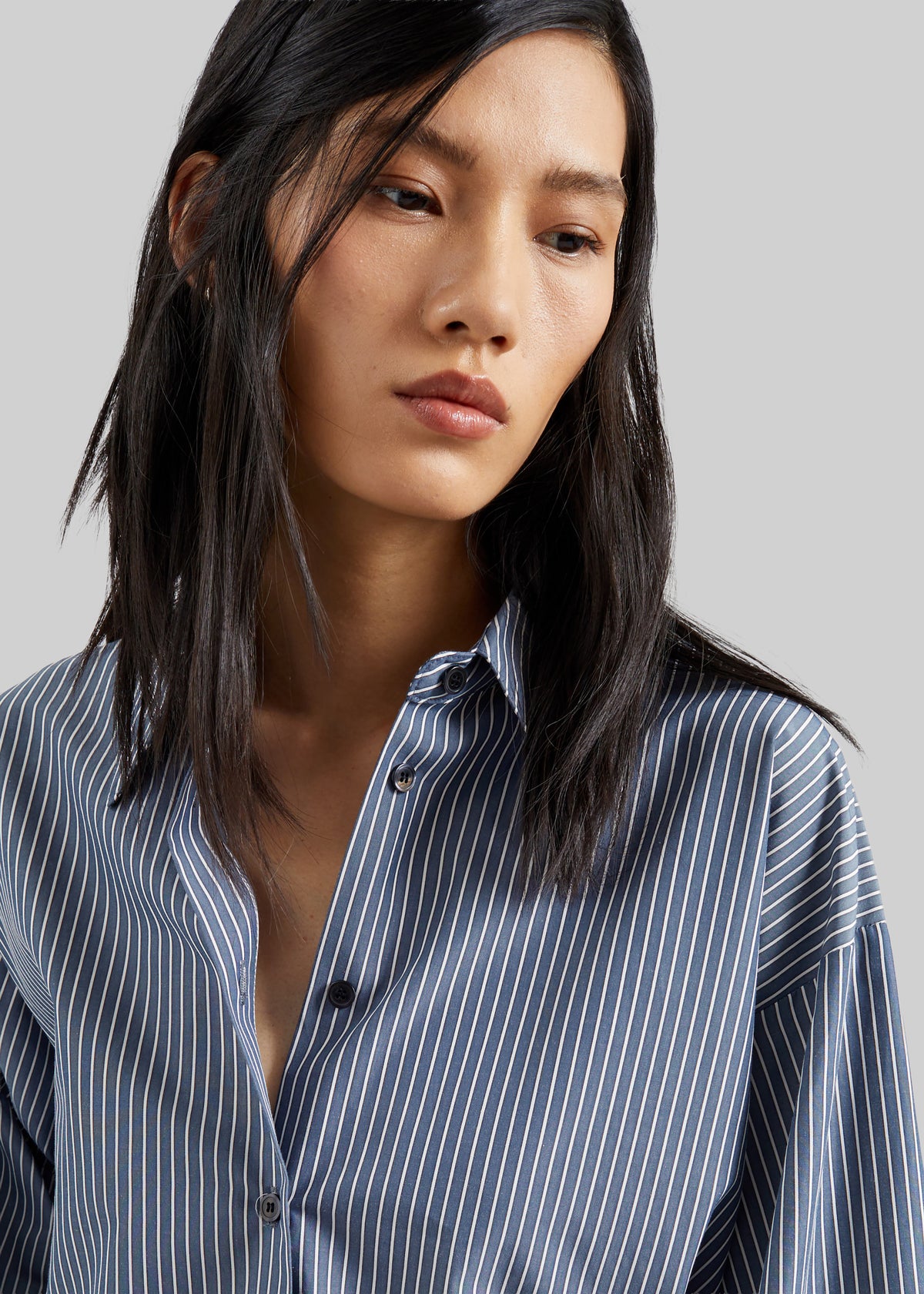 Menton Oversized Shirt - Navy/White Stripe - 5