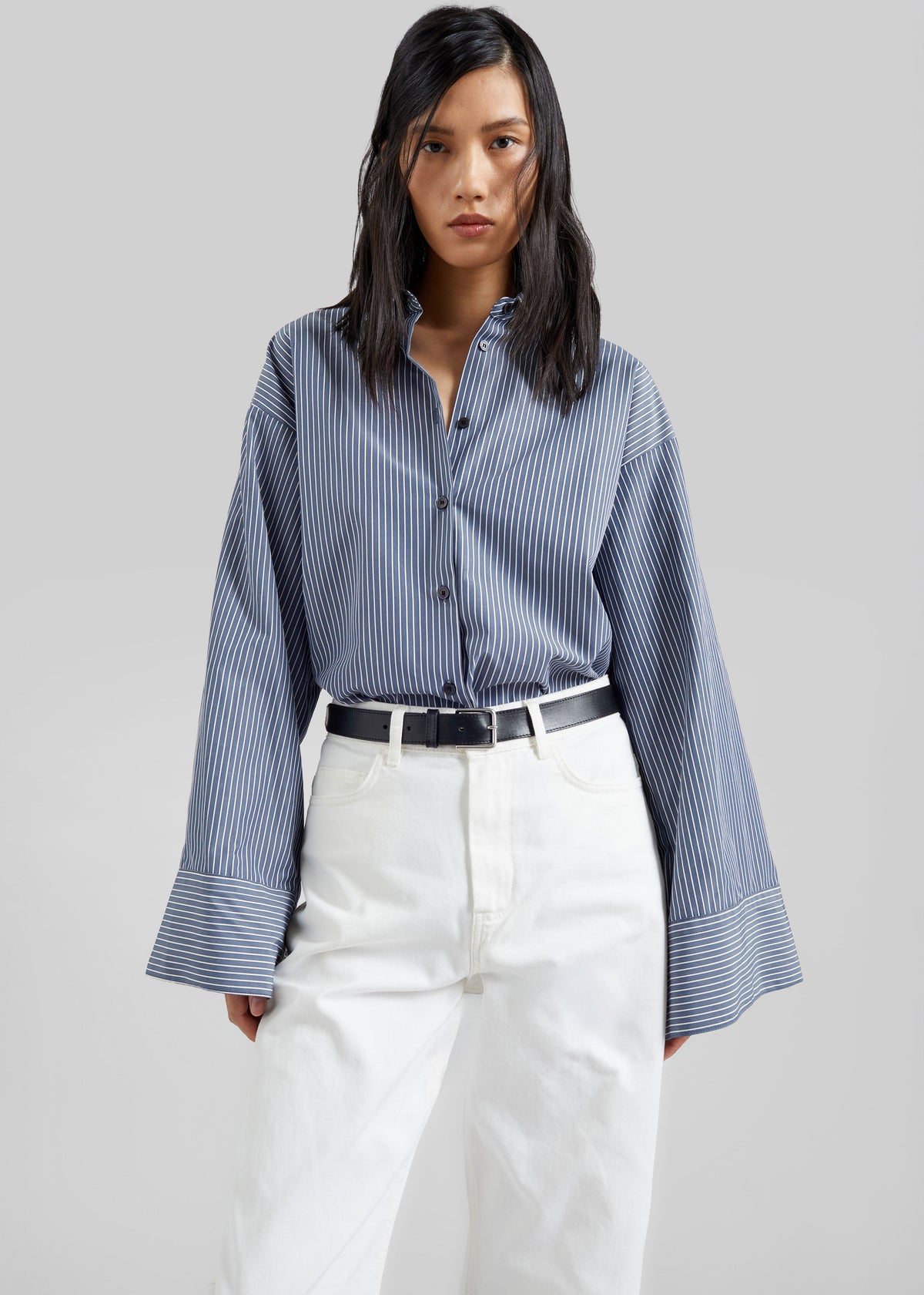 Menton Oversized Shirt - Navy/White Stripe - 7