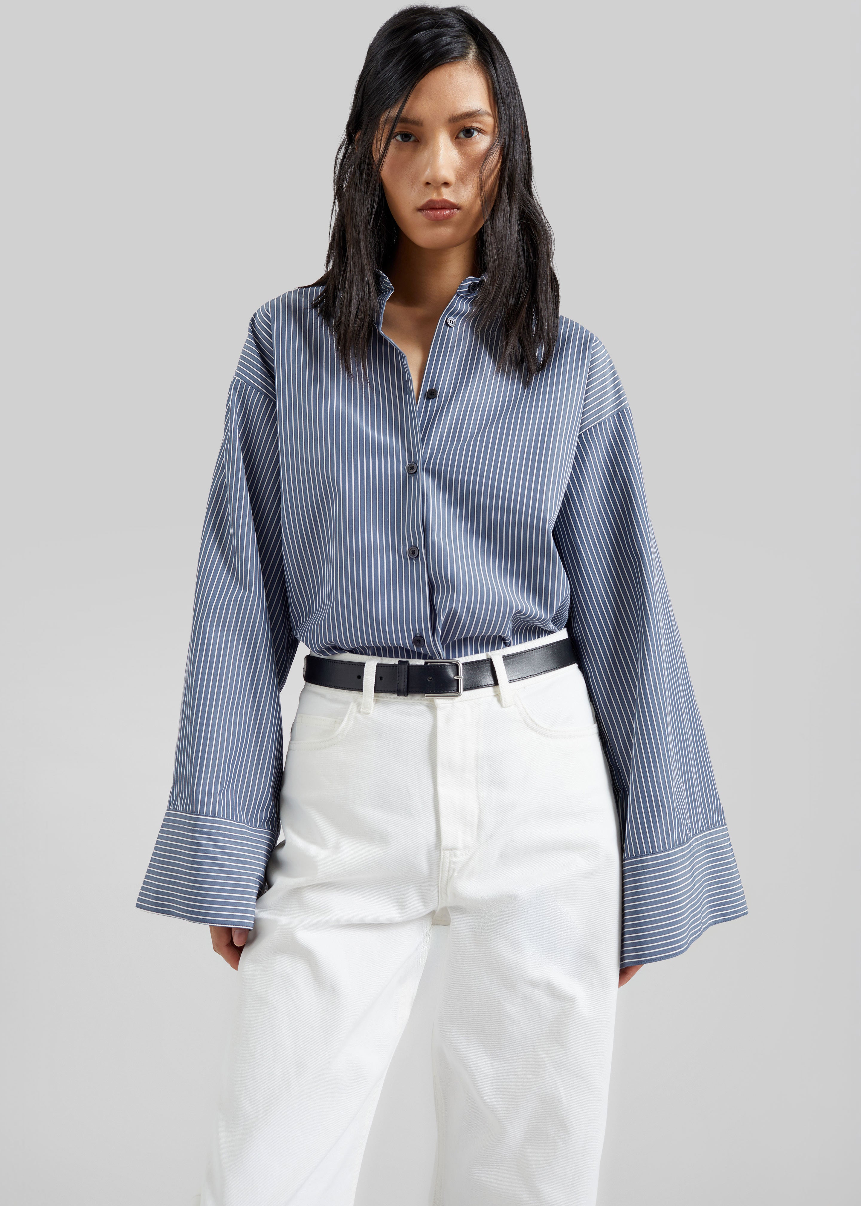 Menton Oversized Shirt - Navy/White Stripe - 7