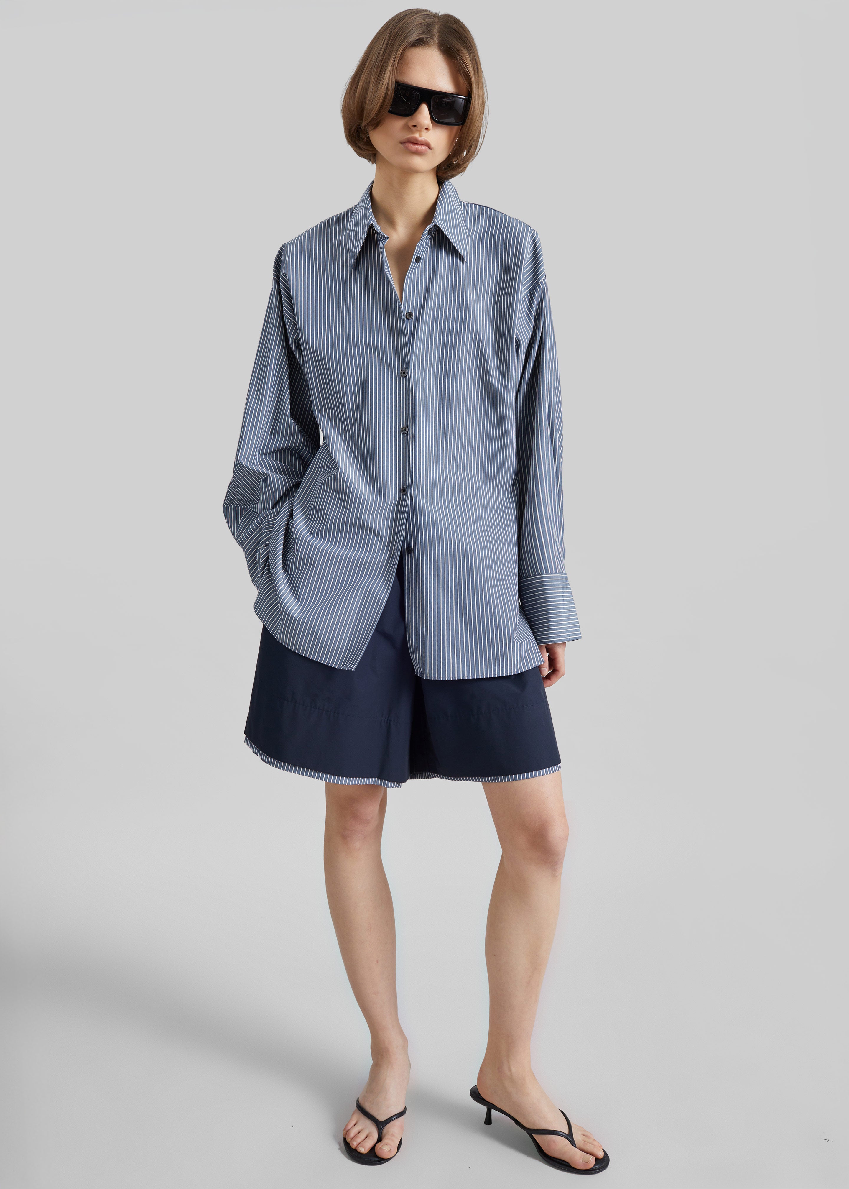 Menton Oversized Shirt - Navy/White Stripe - 6
