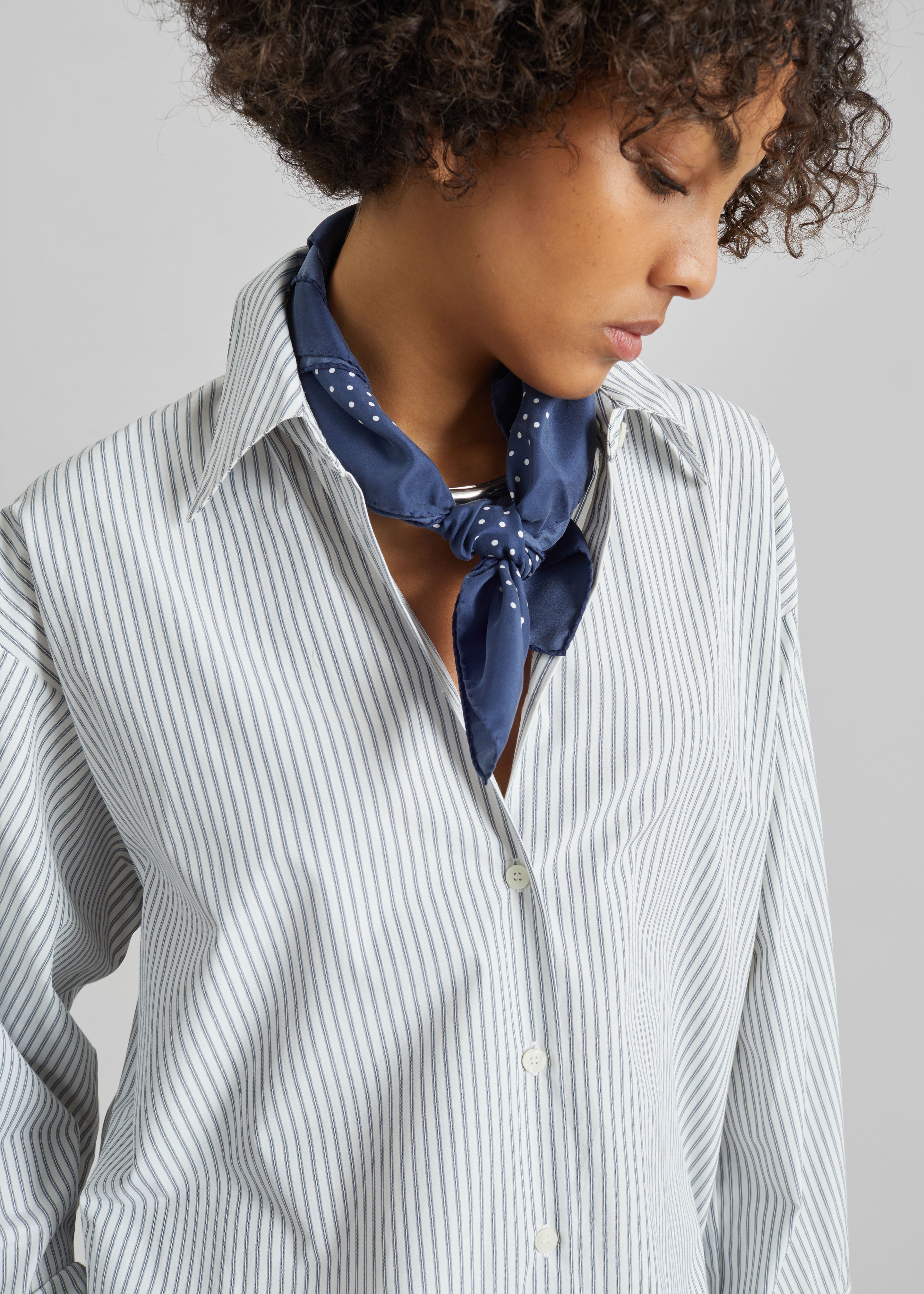 Menton Oversized Shirt - White/Blue Stripe - 2