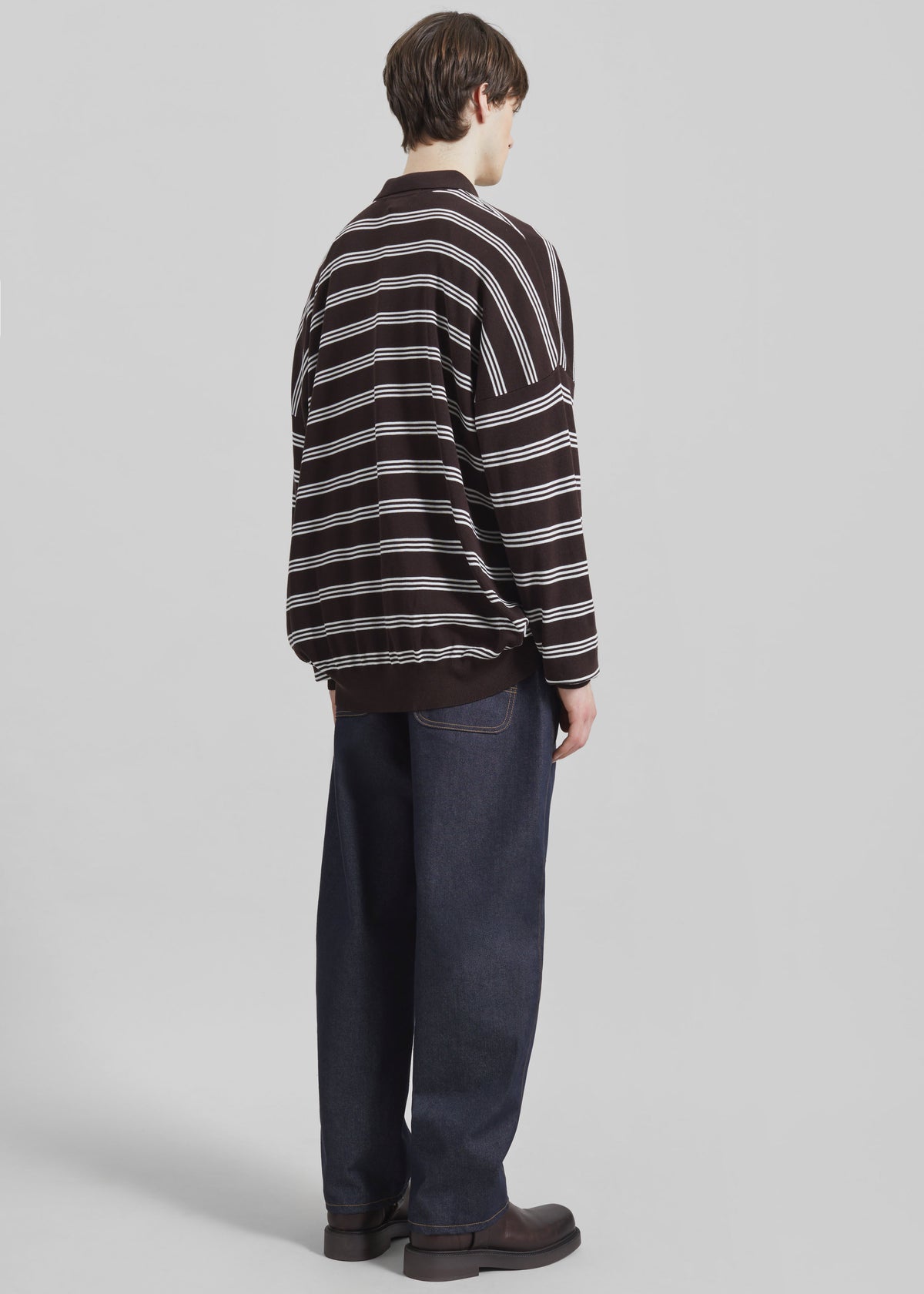 Meriel Polo Sweater - Brown/White Stripe - 6
