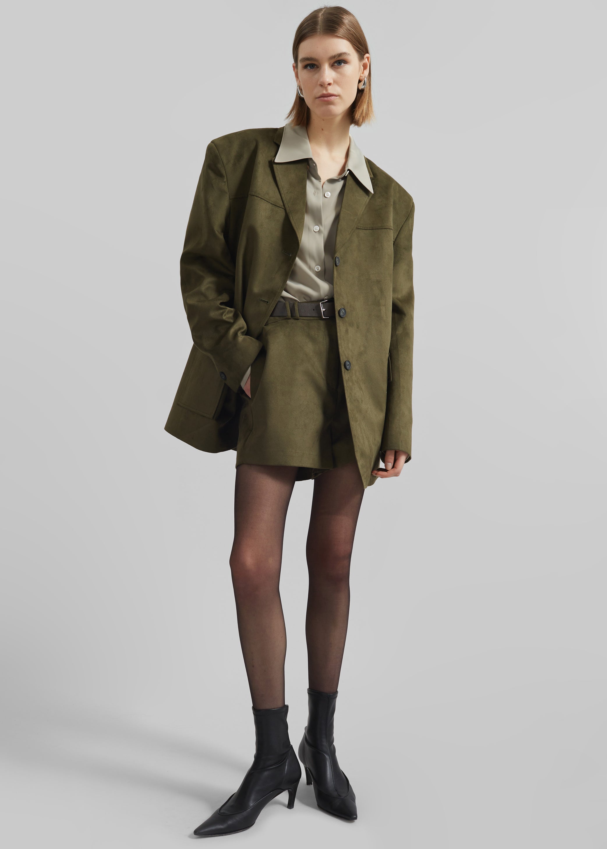Shop the look image for Merida Faux Suede Blazer - Khaki