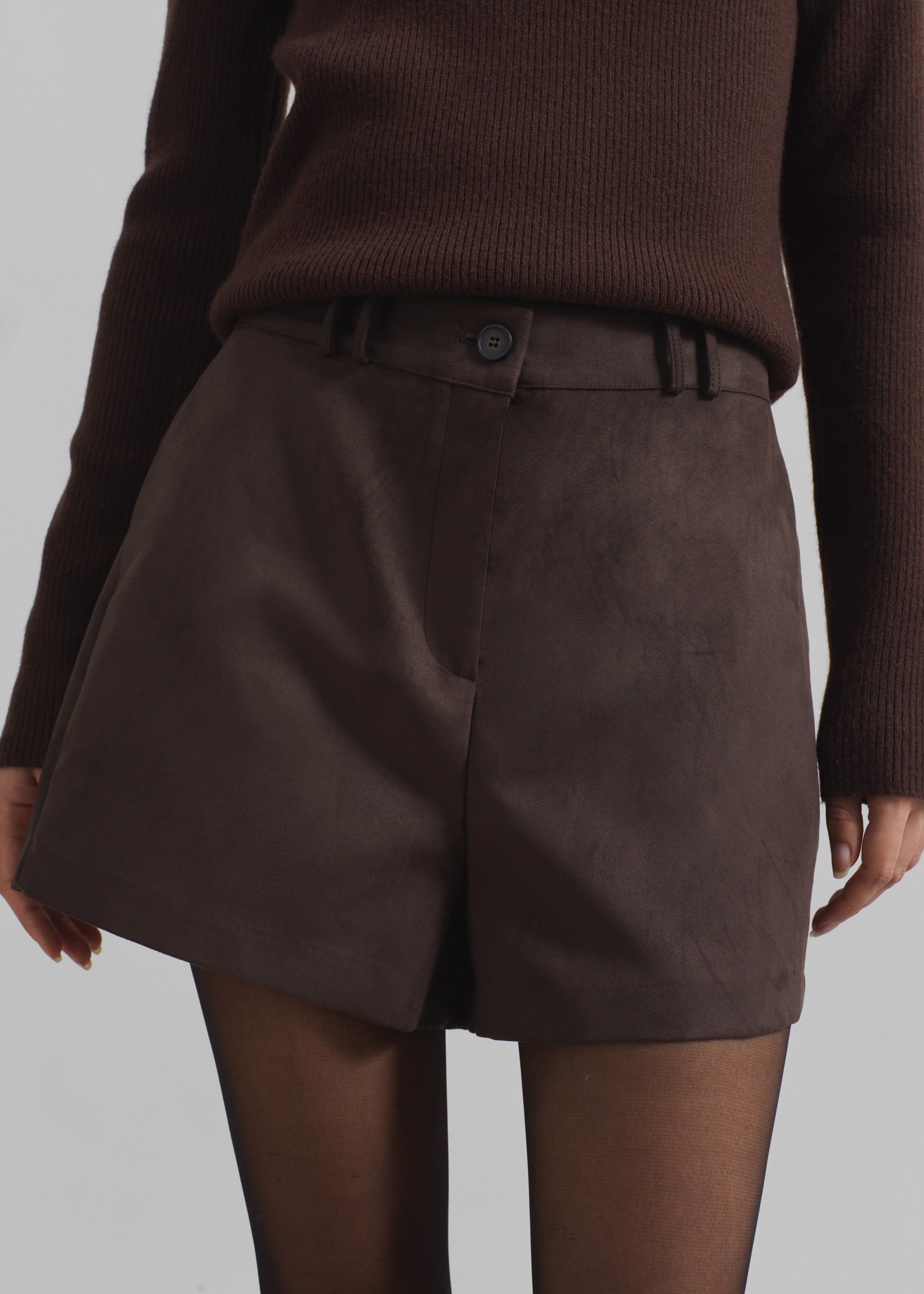 Merida Faux Suede Shorts - Brown - 3