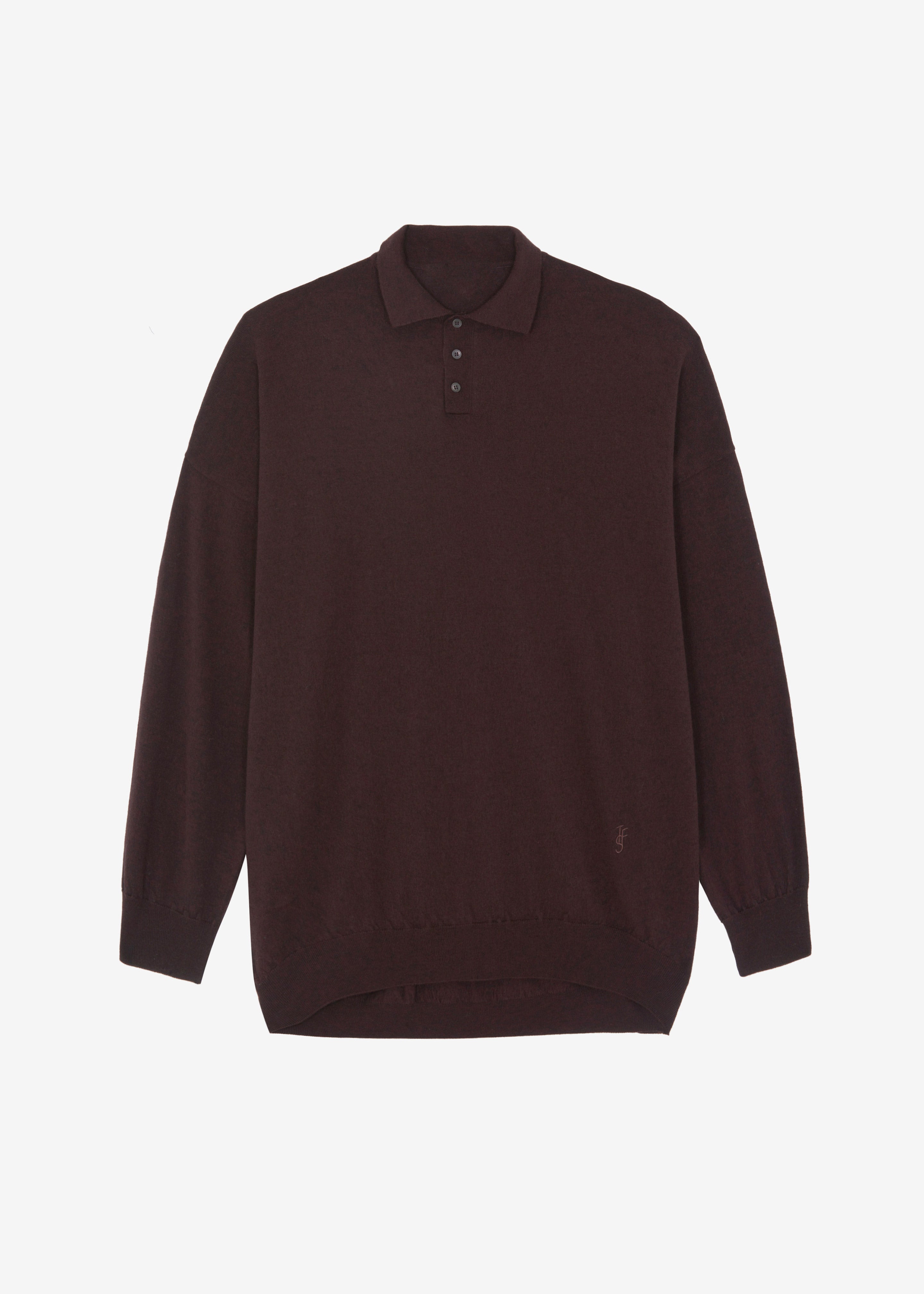 Meriel Wool Polo Sweater - Chocolate Plum - 15