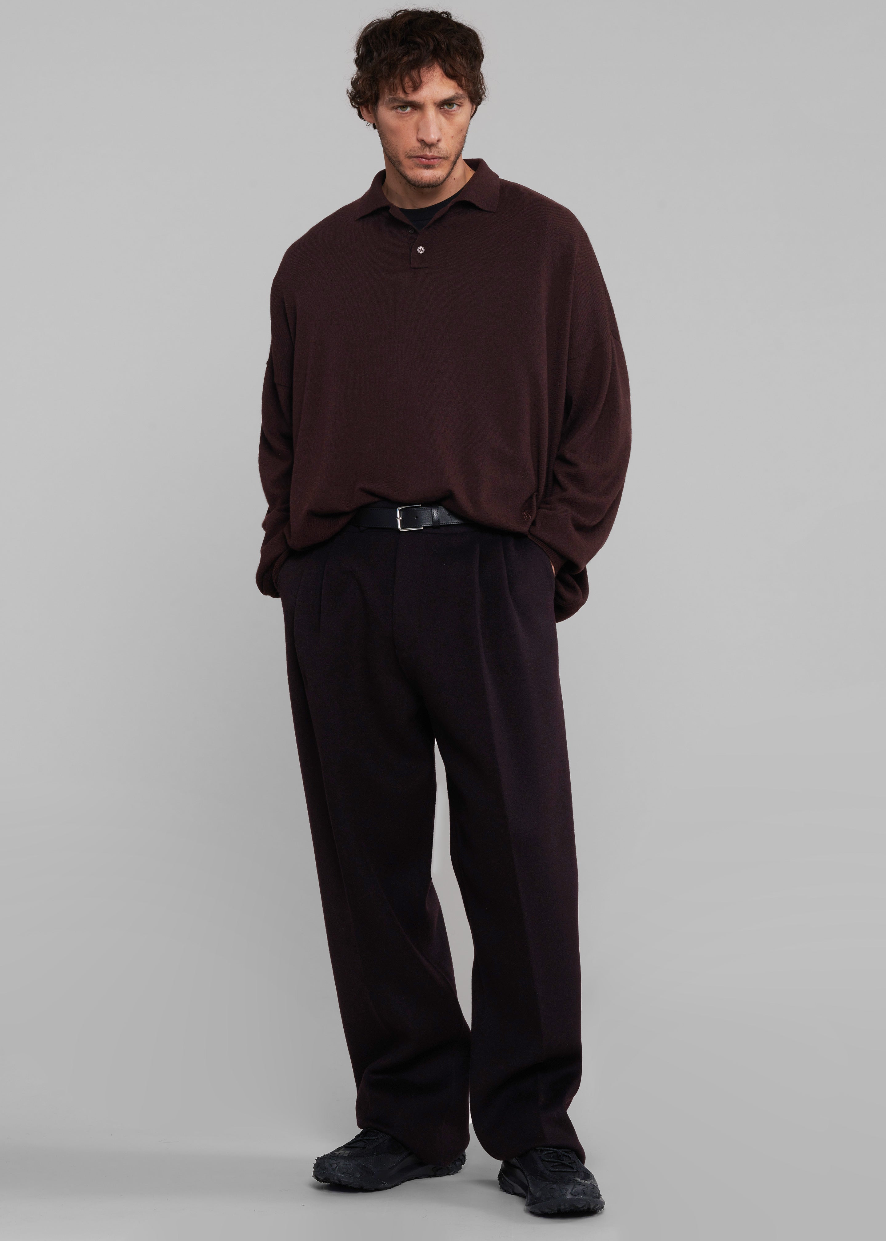 Meriel Wool Polo Sweater - Chocolate Plum - 12 - [gender-male]