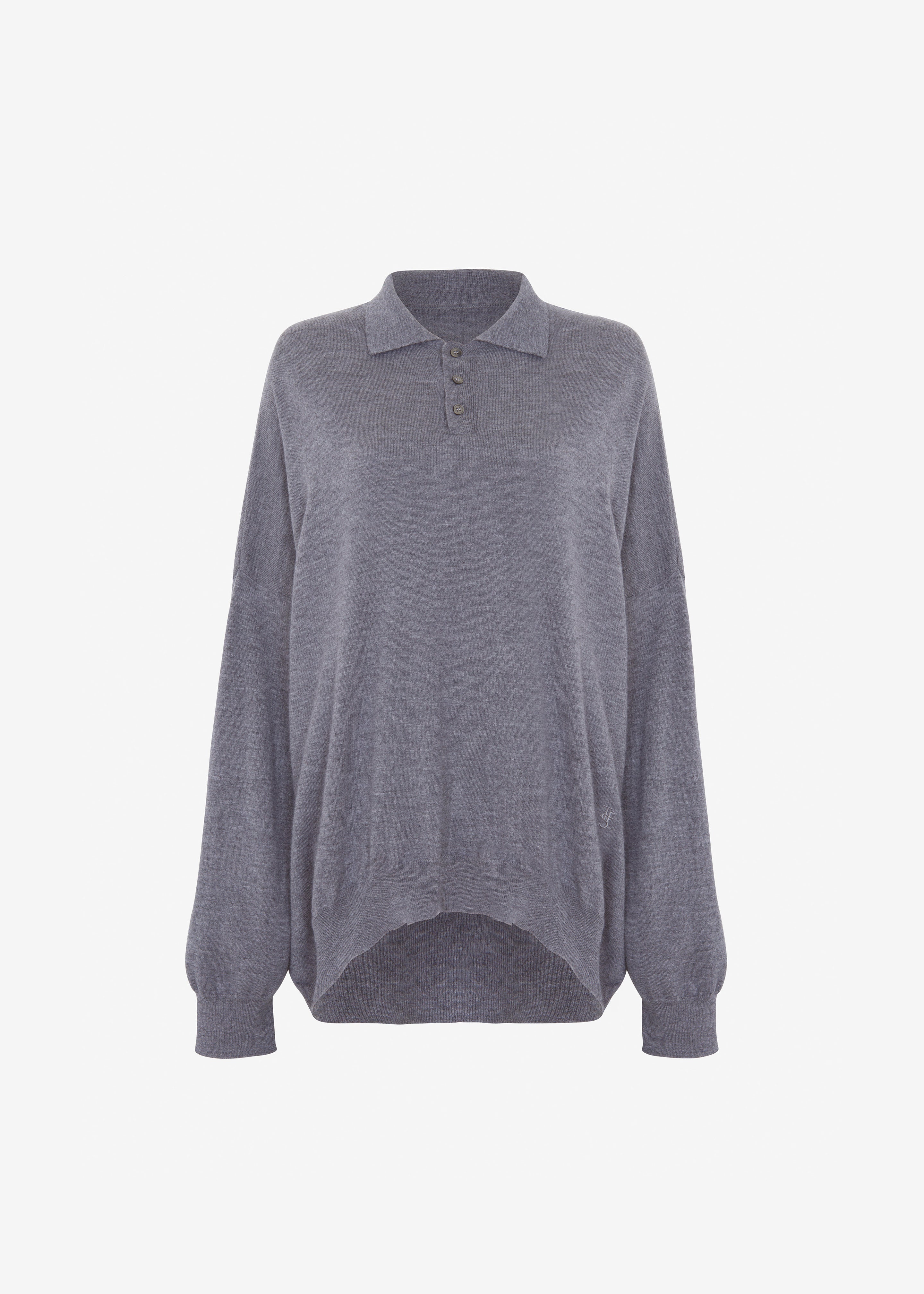 90s agnes b. grey fur knit polo グレー ニット Meriel Wool Polo Sweater - Grey – The Frankie Shop
