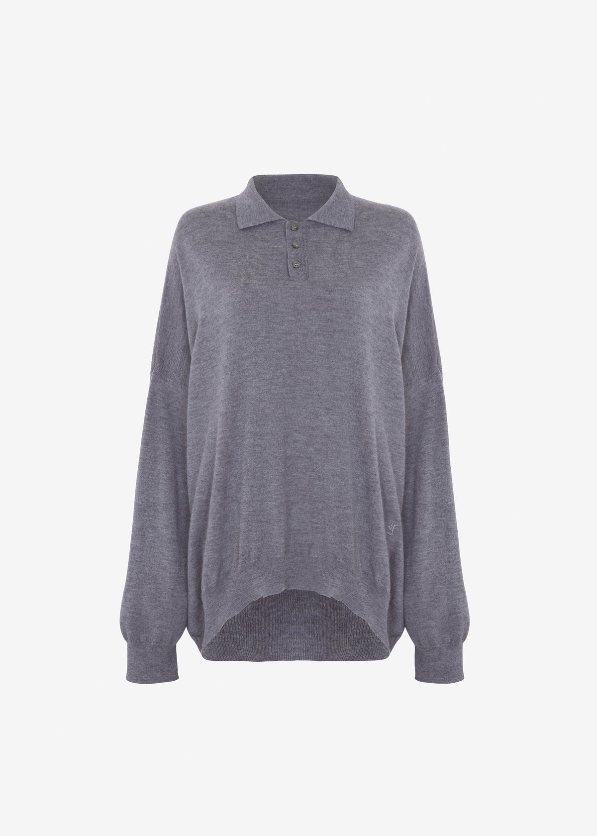 Meriel Wool Polo Sweater - Grey - 15