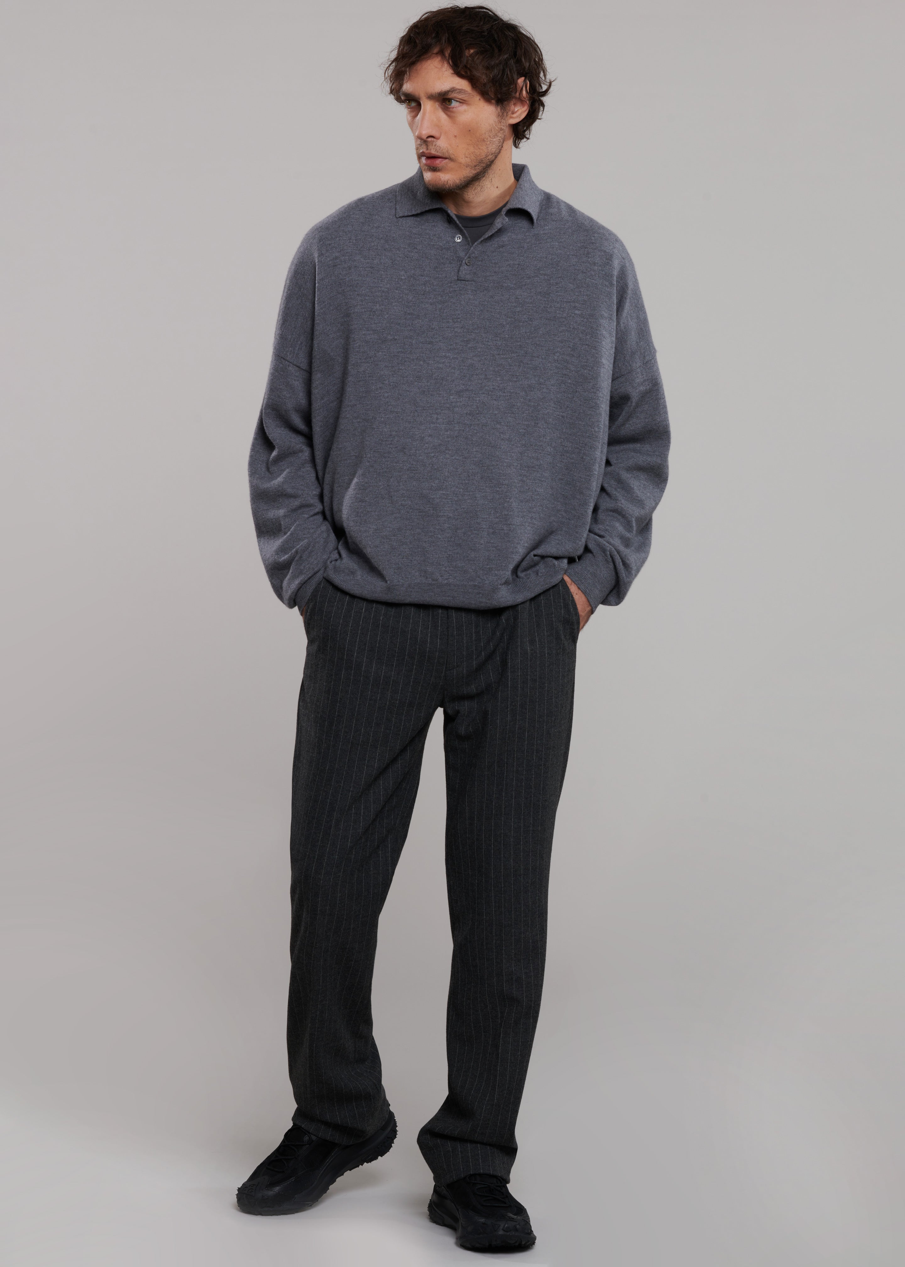 The Frankie Shop ニット・セーター M グレー 【古着】【中古】【送料無料】 Meriel Wool Polo Sweater - Grey – The Frankie Shop