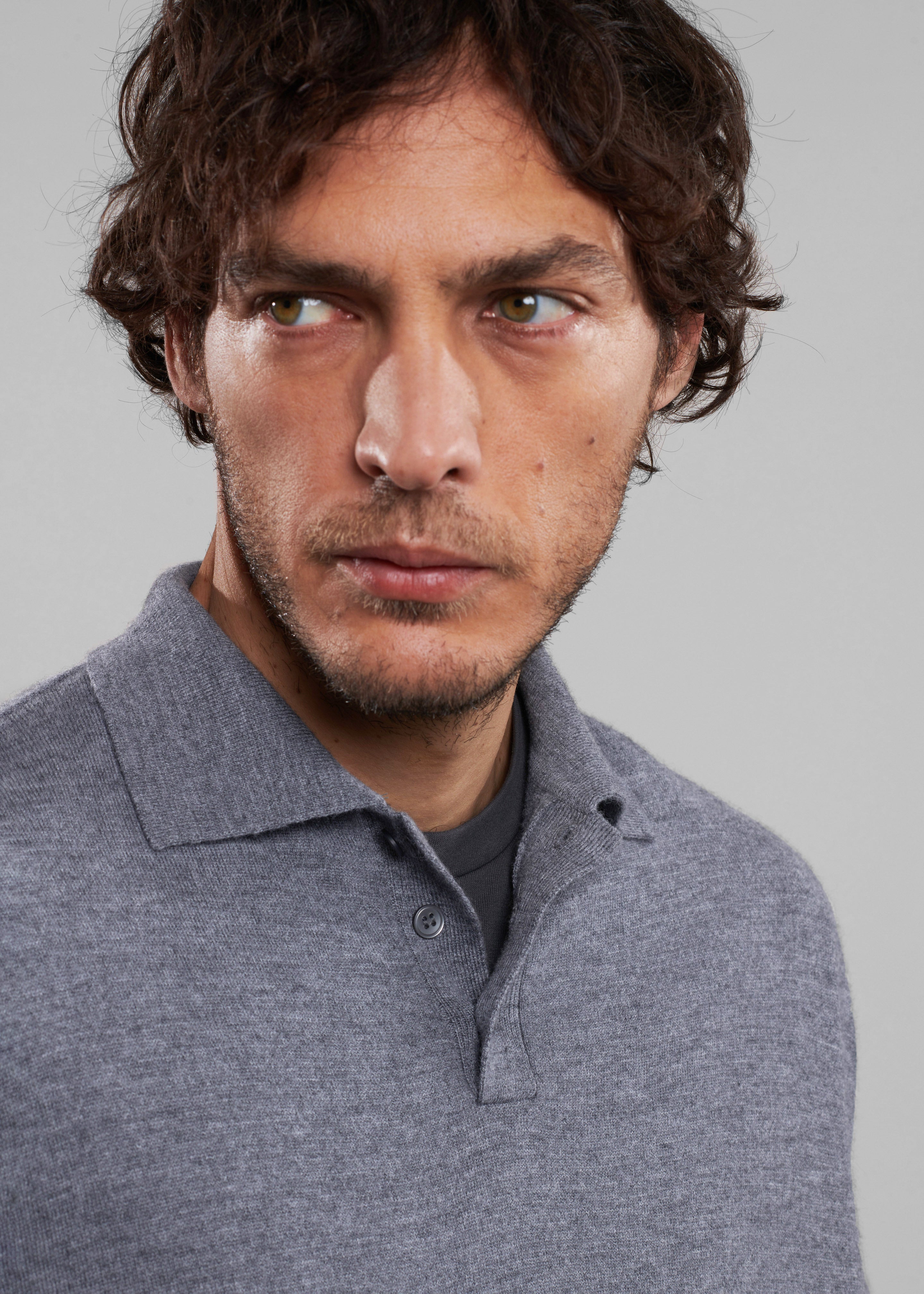 Meriel Wool Polo Sweater - Grey – The Frankie Shop