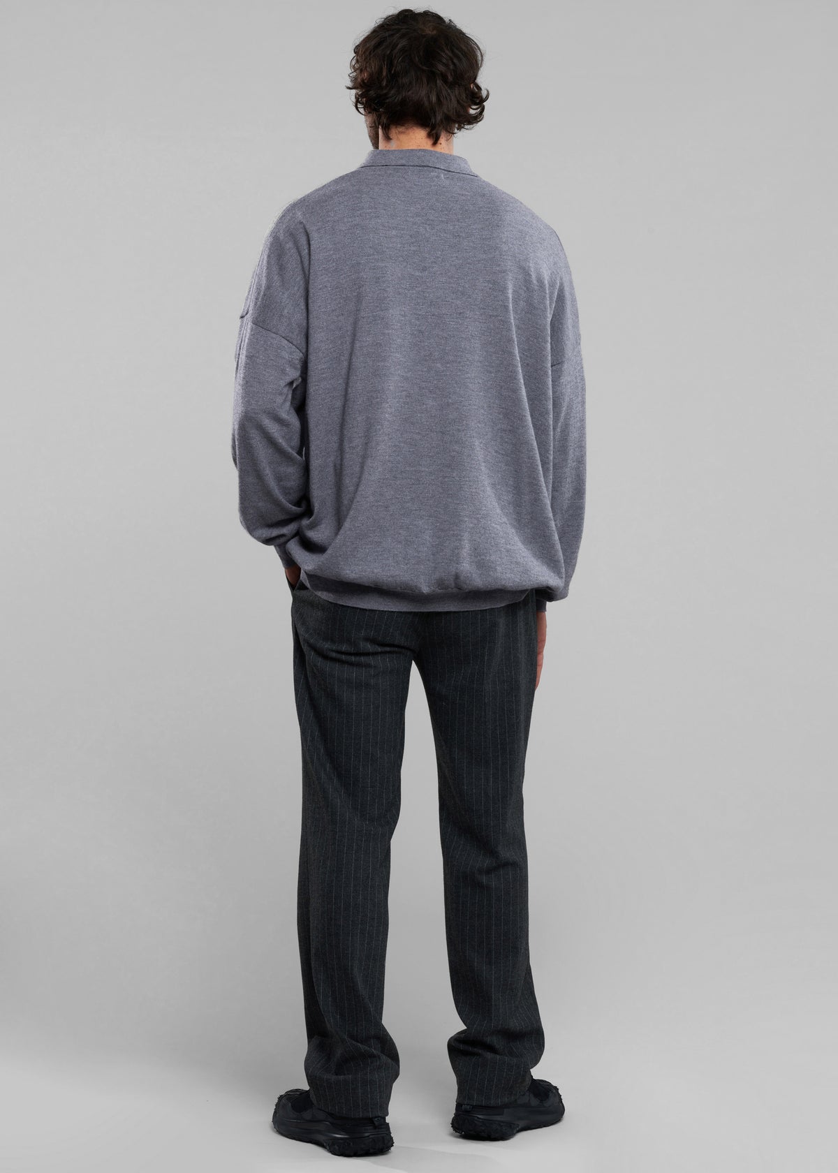 Meriel Wool Polo Sweater - Grey - 14