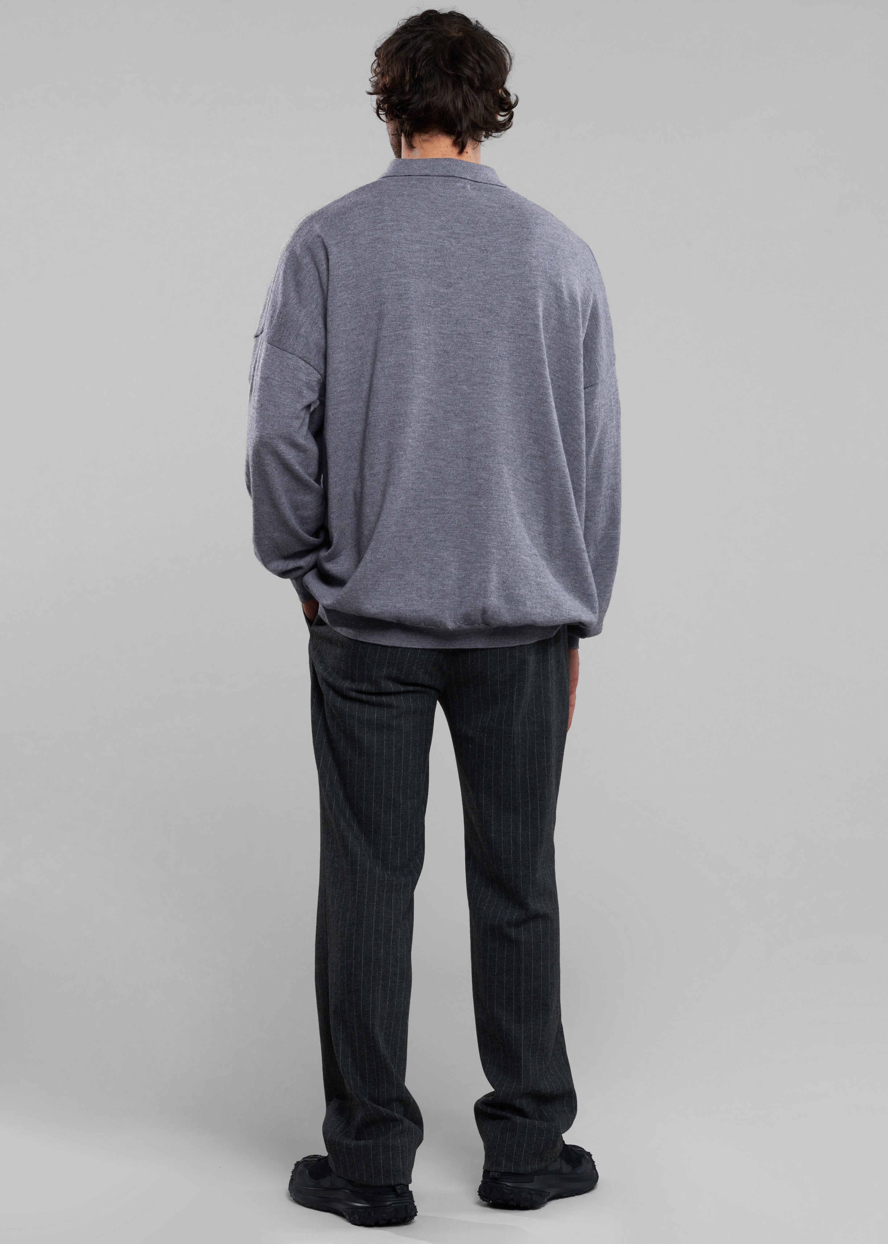 Meriel Wool Polo Sweater - Grey - 14