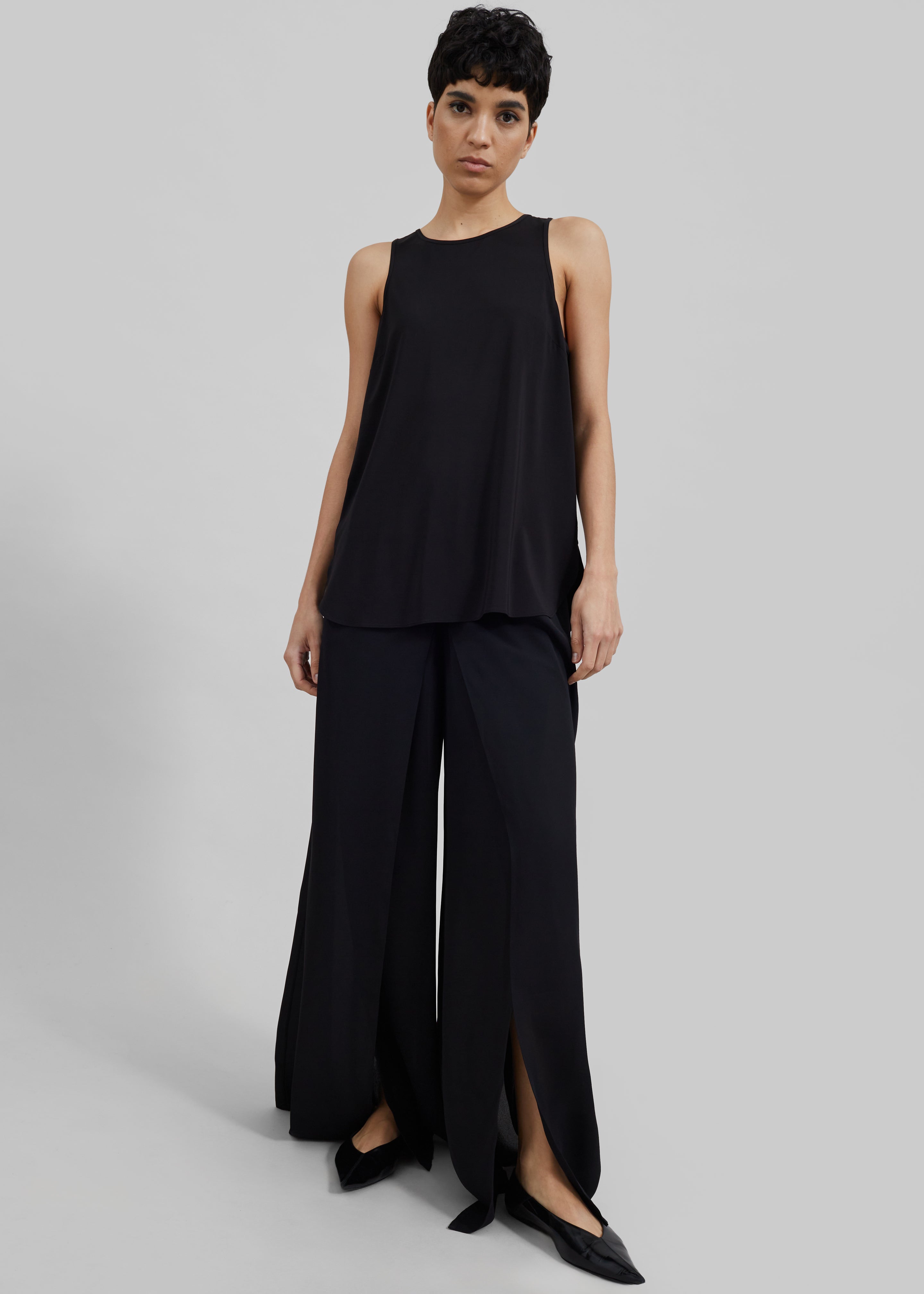 Merit Front Slit Pants - Black - 5