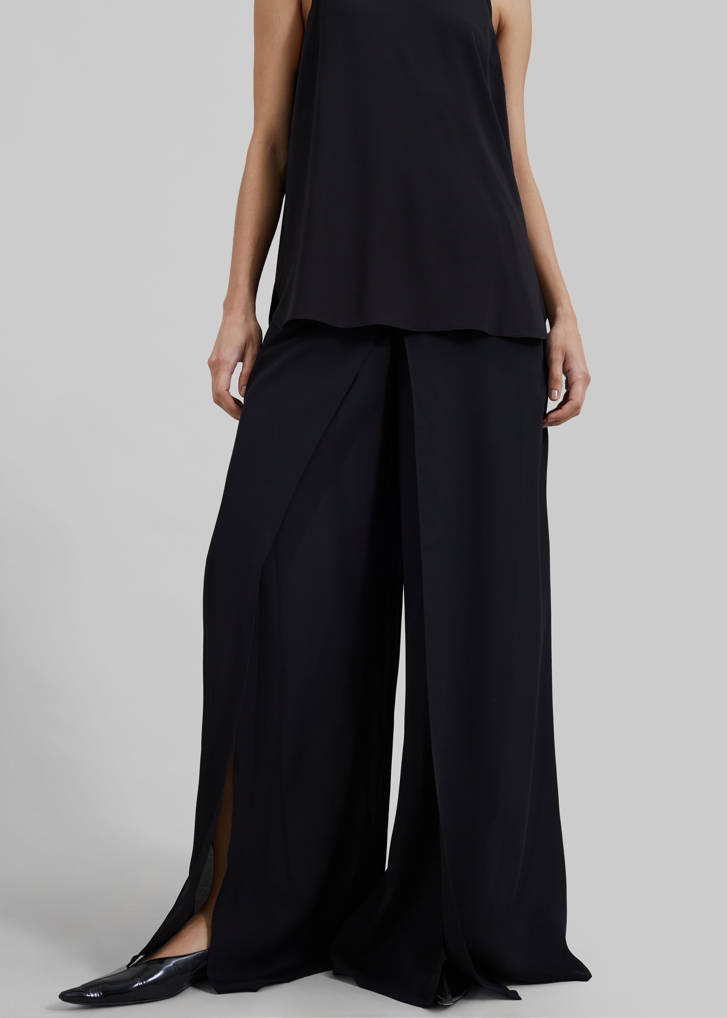 Merit Front Slit Pants - Black - 4