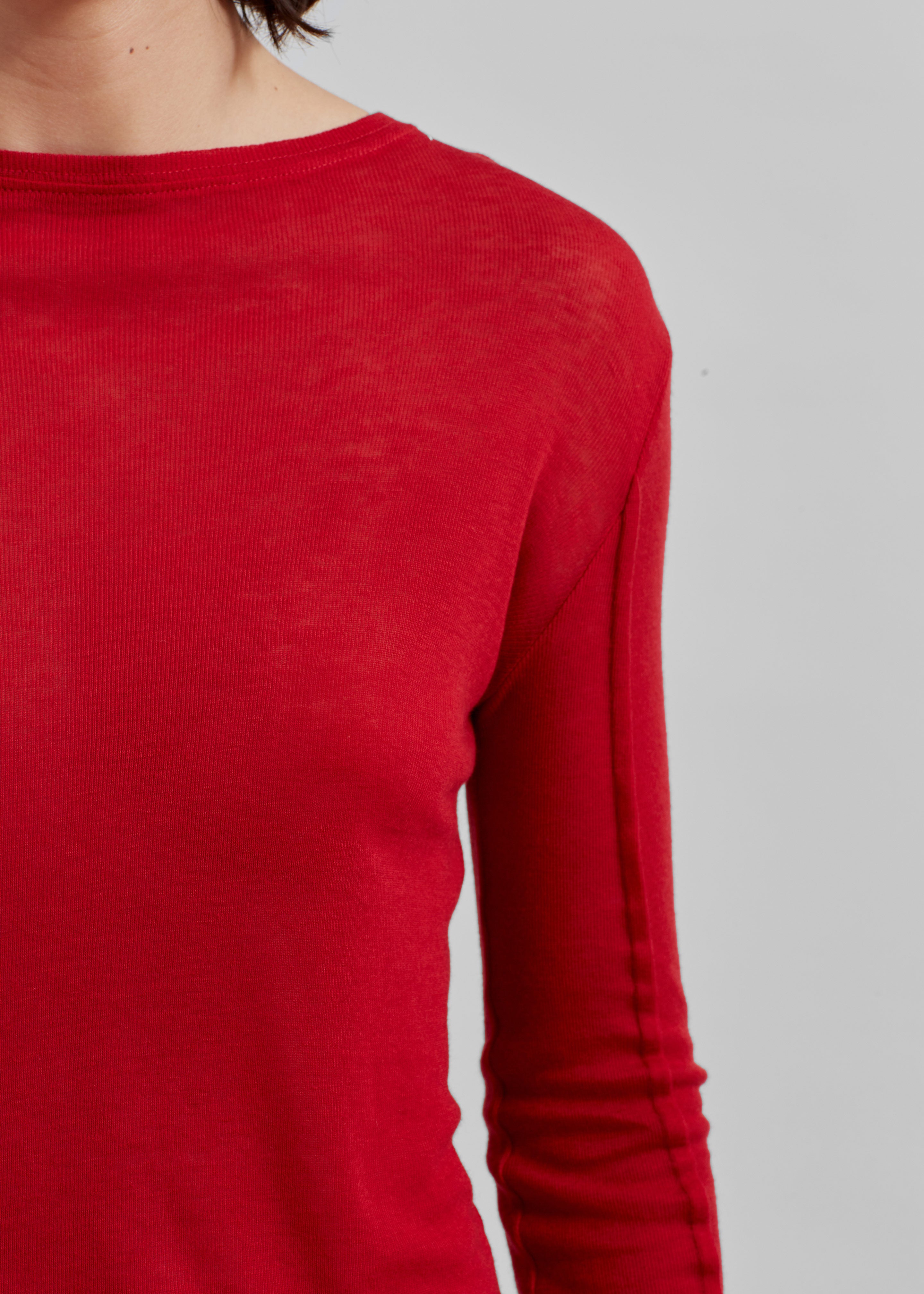 Mesa Sheer Long Sleeve Tee - Red - 5