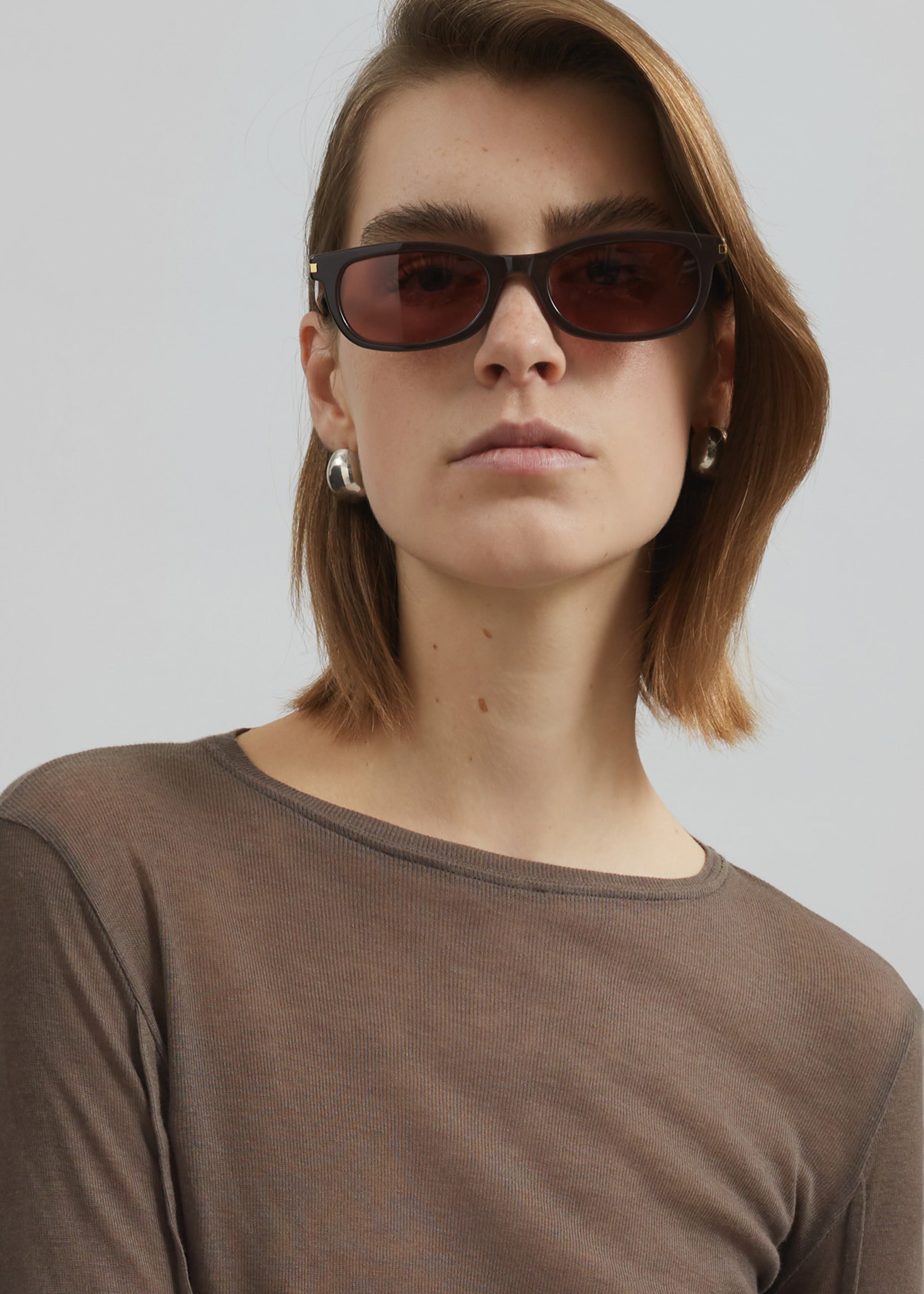 Mesa Sheer Long Sleeve Tee - Brown – The Frankie Shop