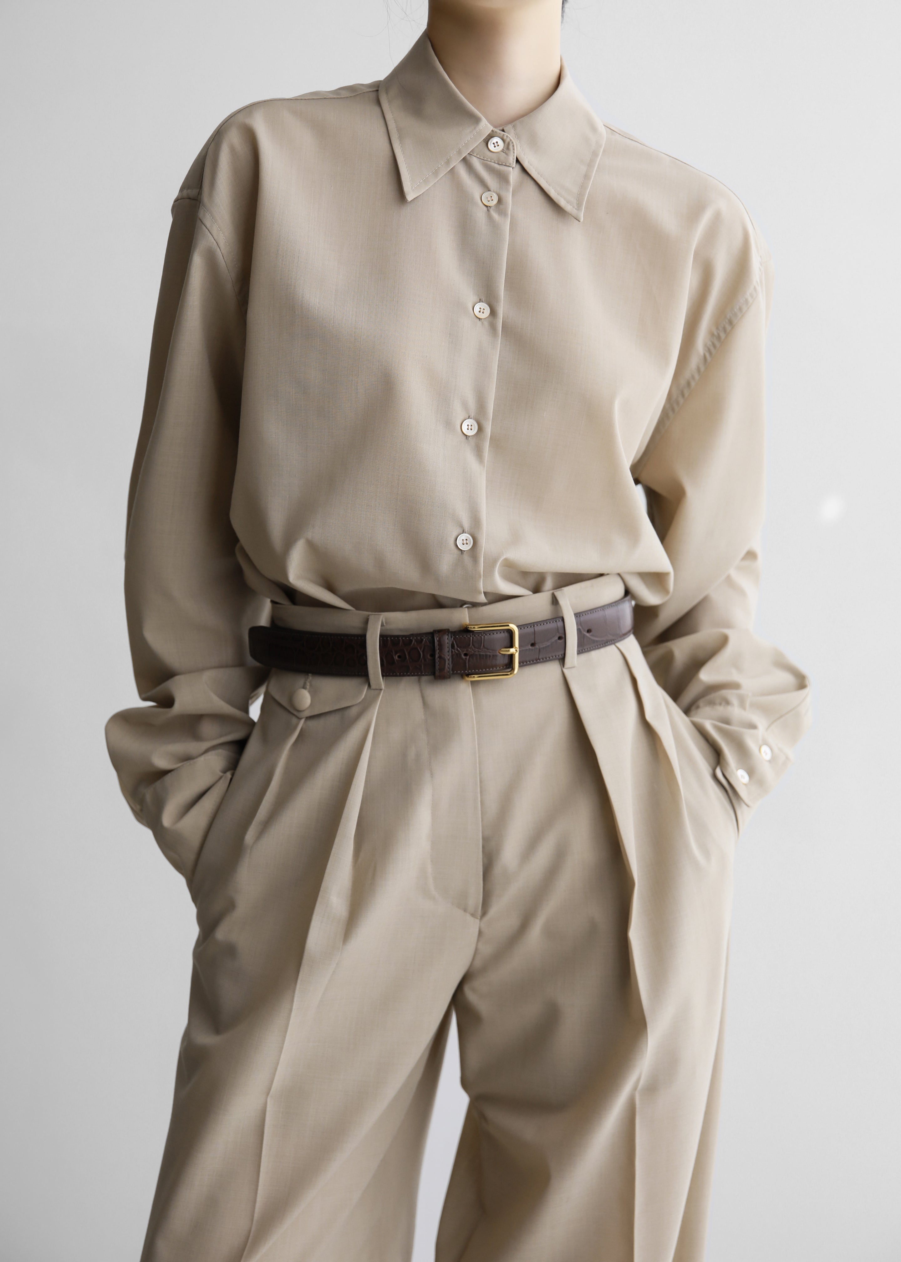 Meslay Sheer Shirt - Beige – The Frankie Shop