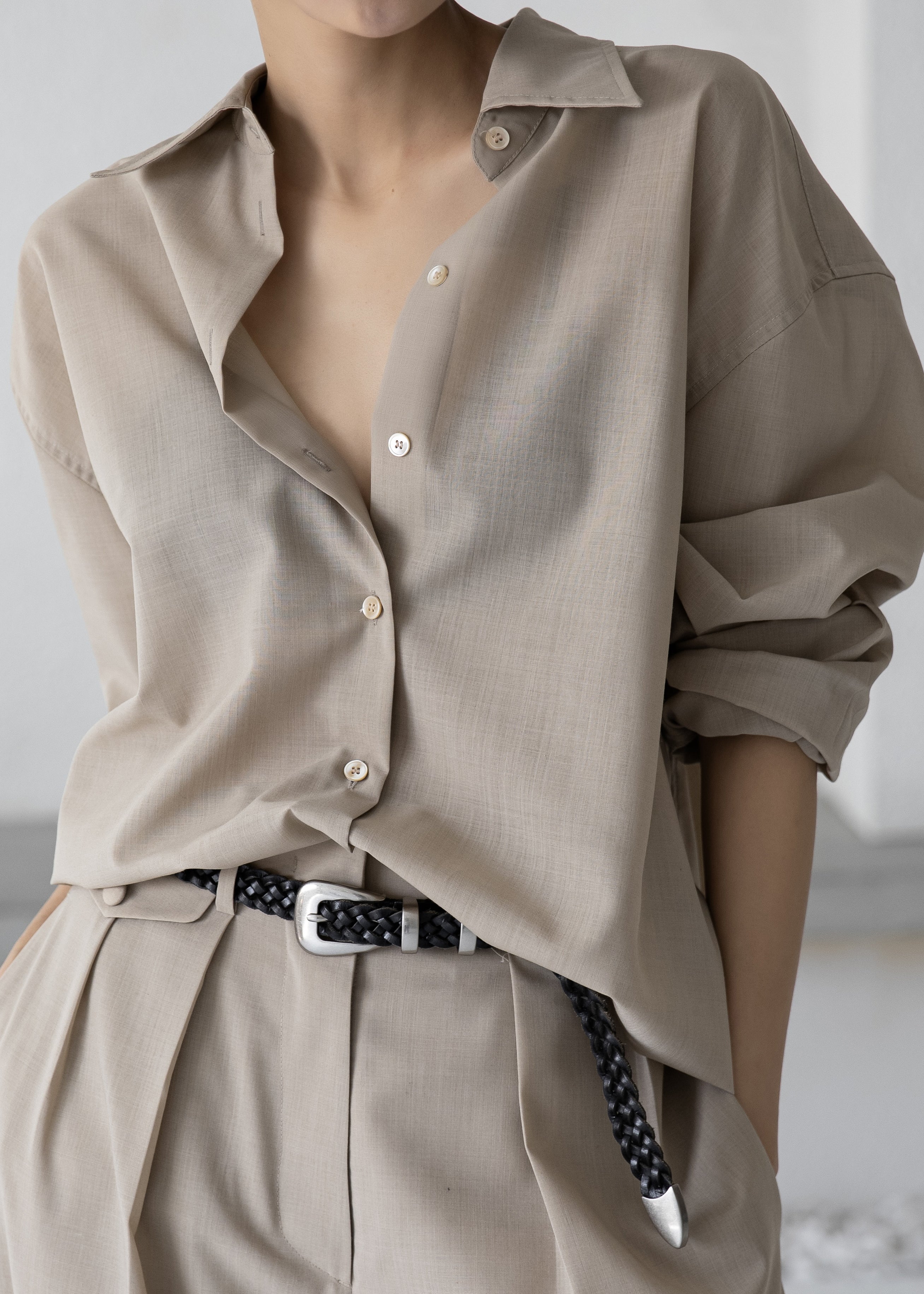 Meslay Sheer Shirt - Beige - 1