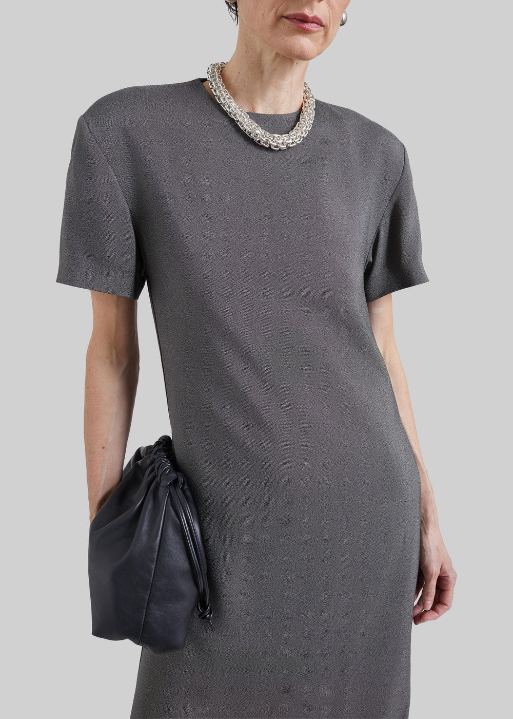 Meven Padded Maxi Dress - Dark Grey Melange - 1