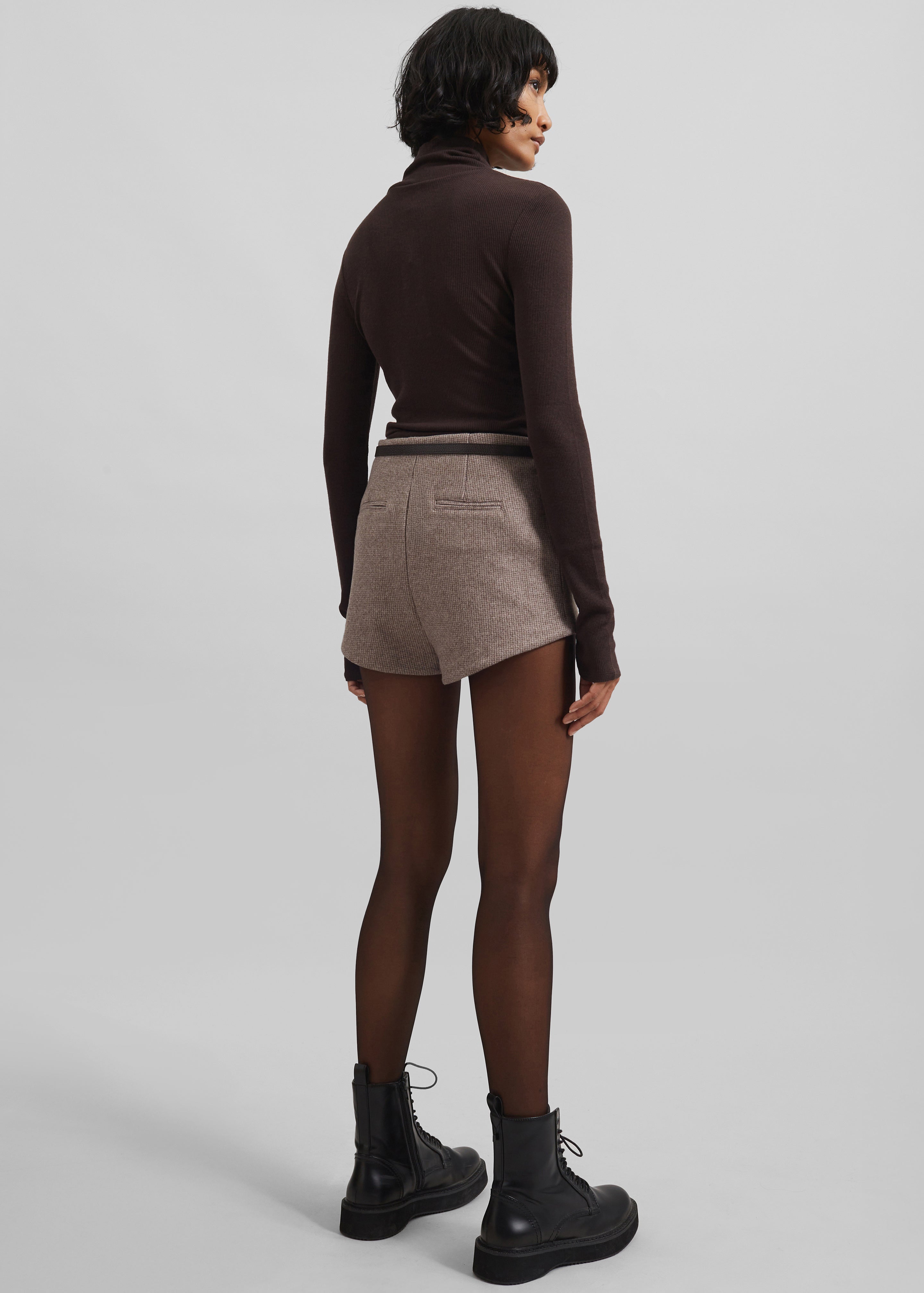 Mevra Houndstooth Hot Pants - Light Brown - 6