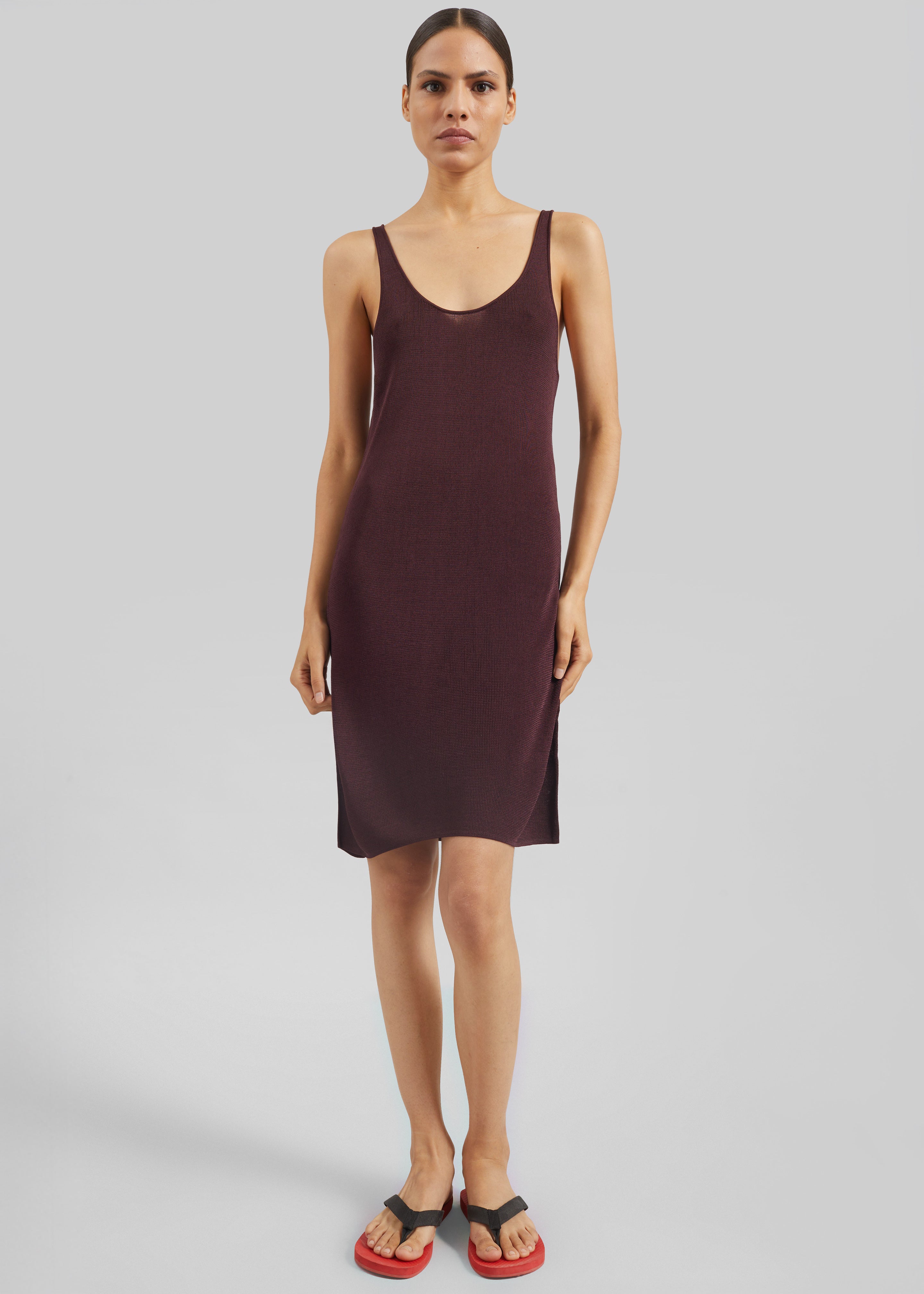 Miami Knit Mini Dress - Burgundy - 3
