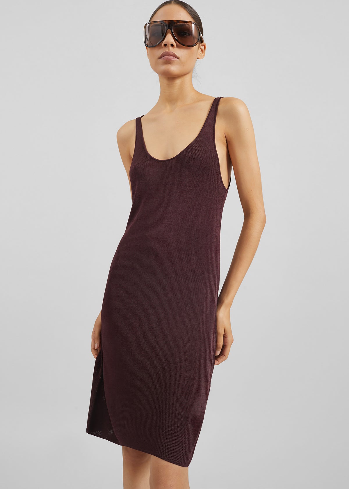Miami Knit Mini Dress - Burgundy - S - The Frankie Shop