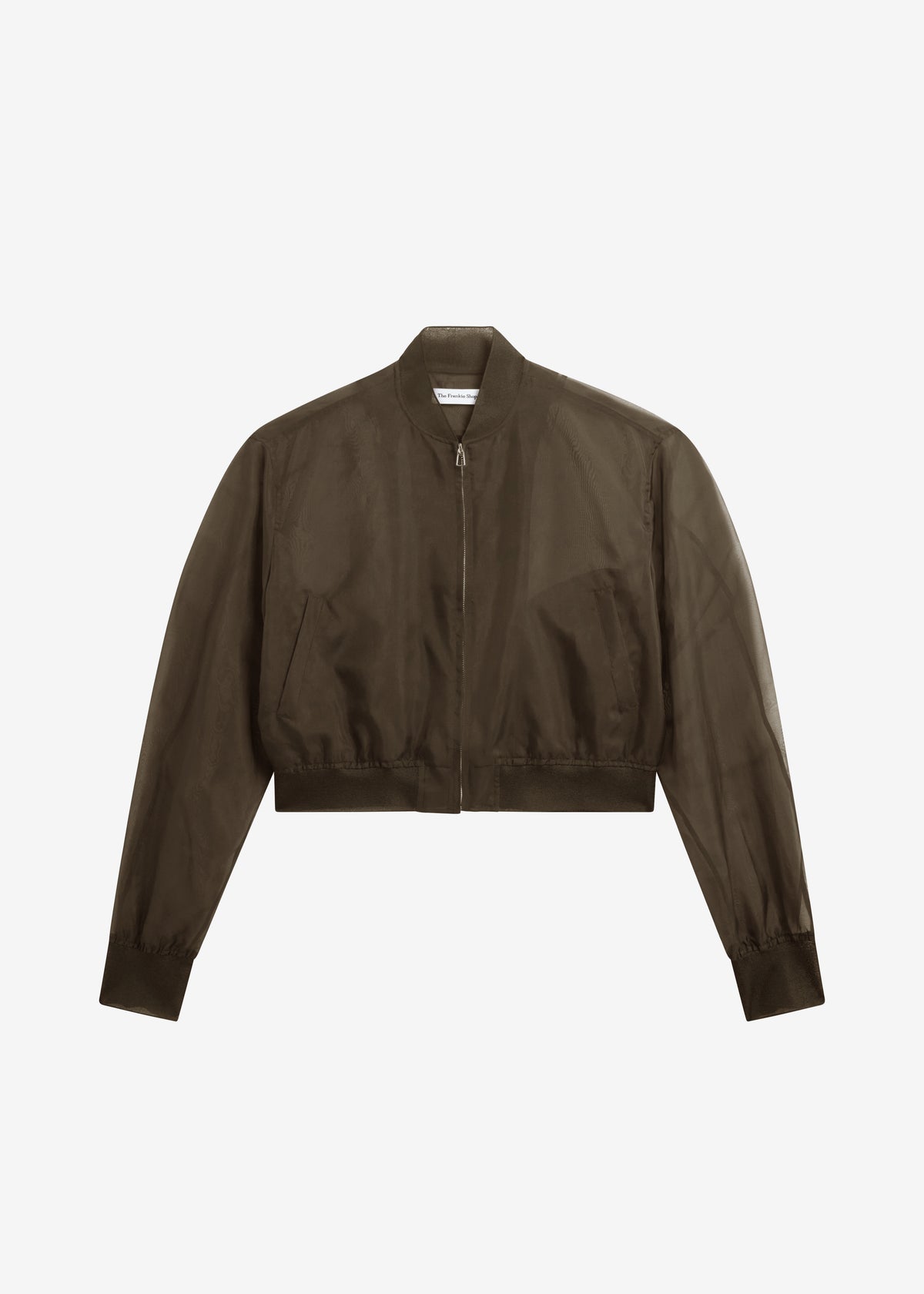 Micky Cropped Sheer Bomber - Brown - 11