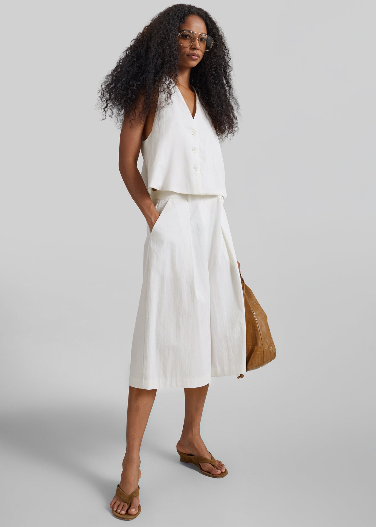 Miglia Linen Trapeze Vest - Ivory - 4