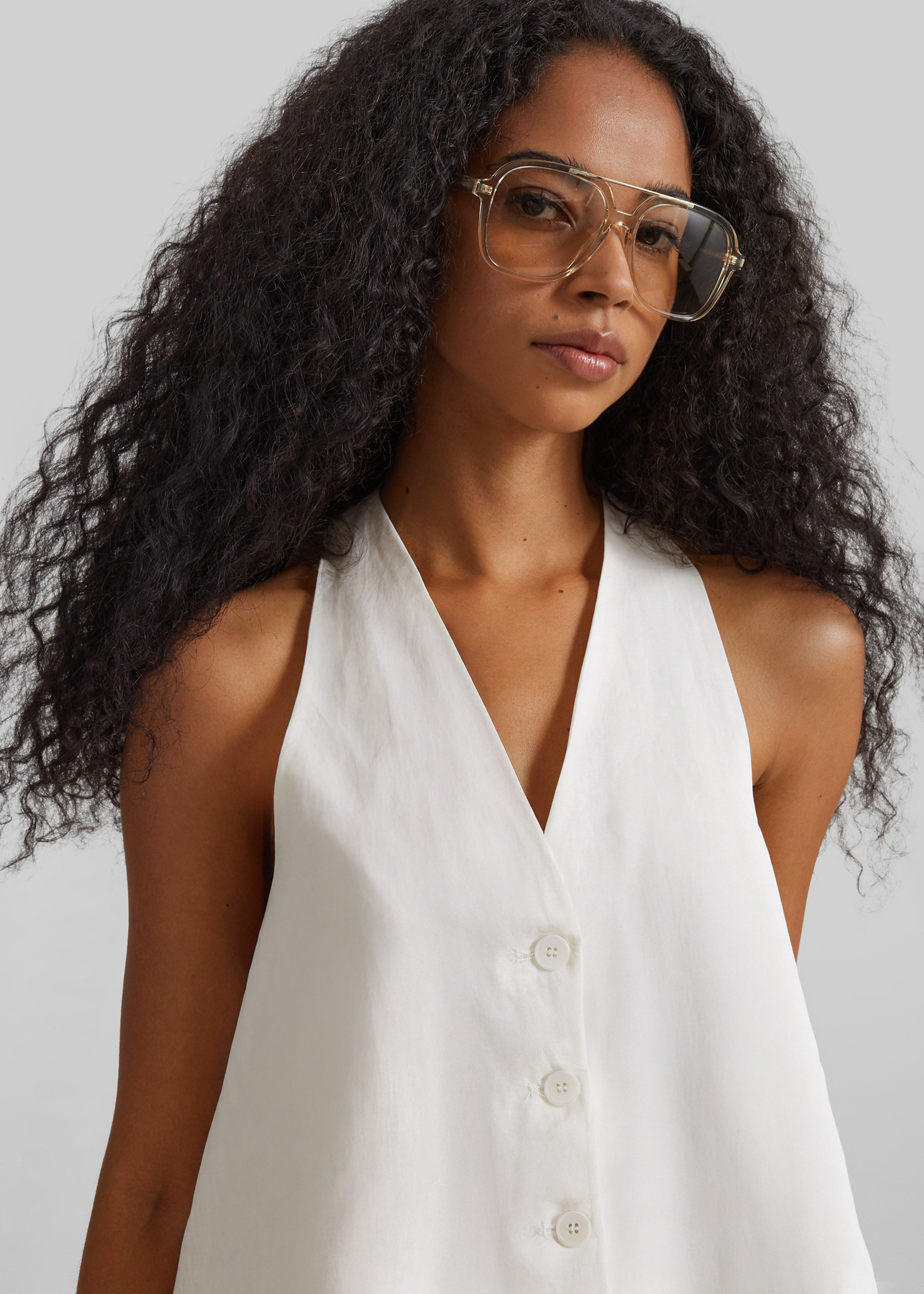 Miglia Linen Trapeze Vest - Ivory - 6