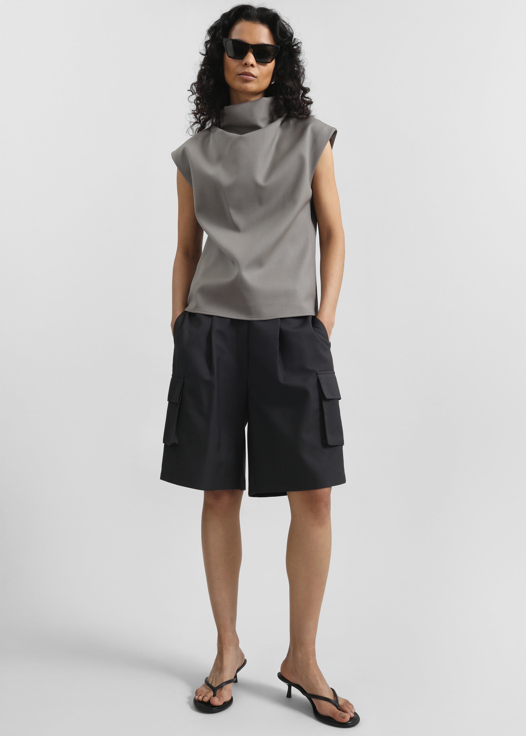 Shop the look image for Mijas Mock Neck Top - Grey