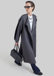 Mila Collarless Trench Coat - Charcoal