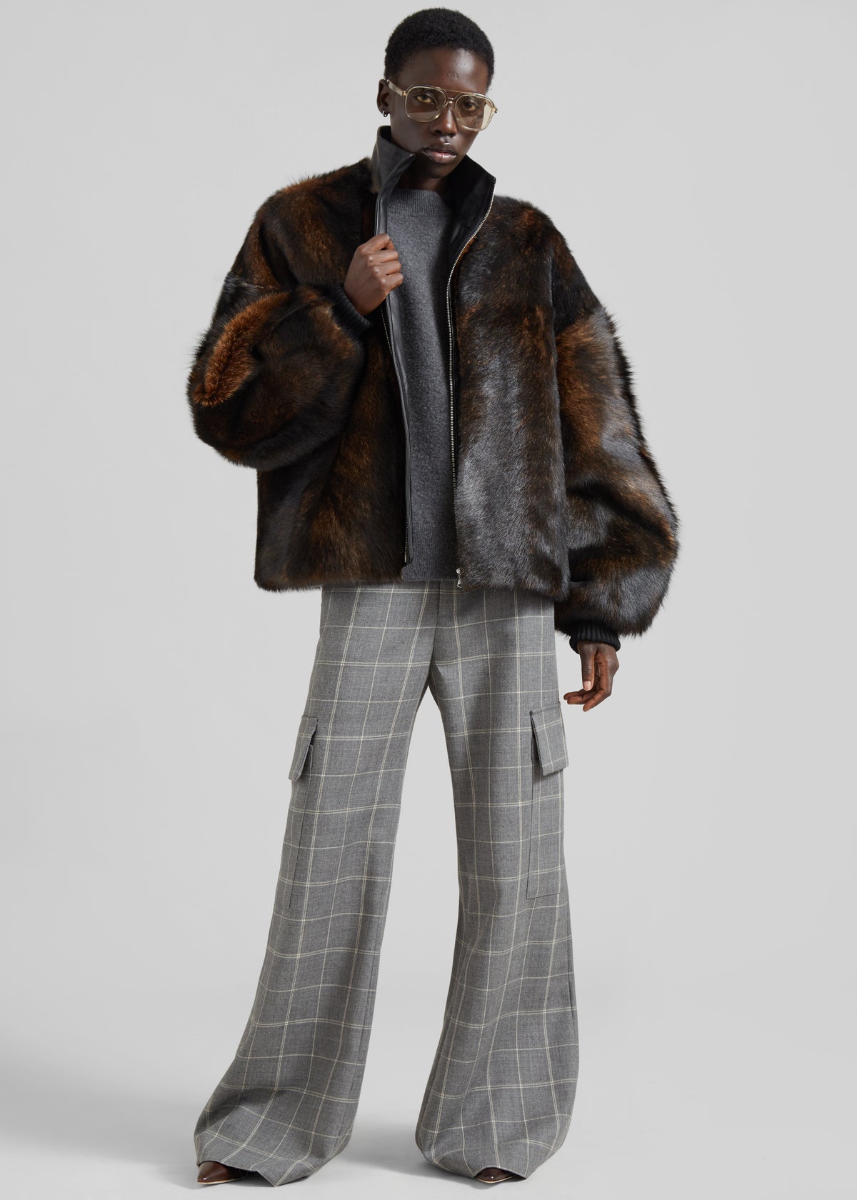 Milano Fur Bomber Jacket - Dark Brown