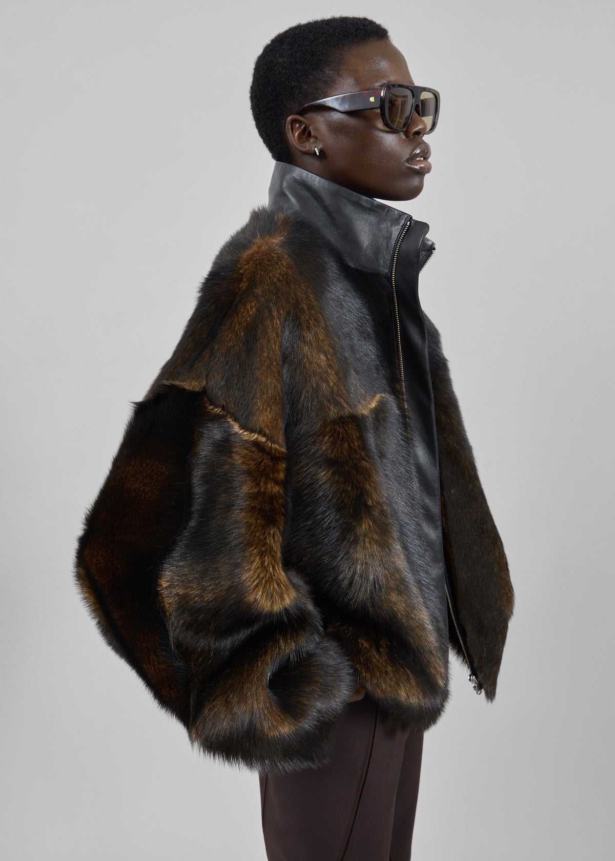 Milano Fur Bomber Jacket - Dark Brown