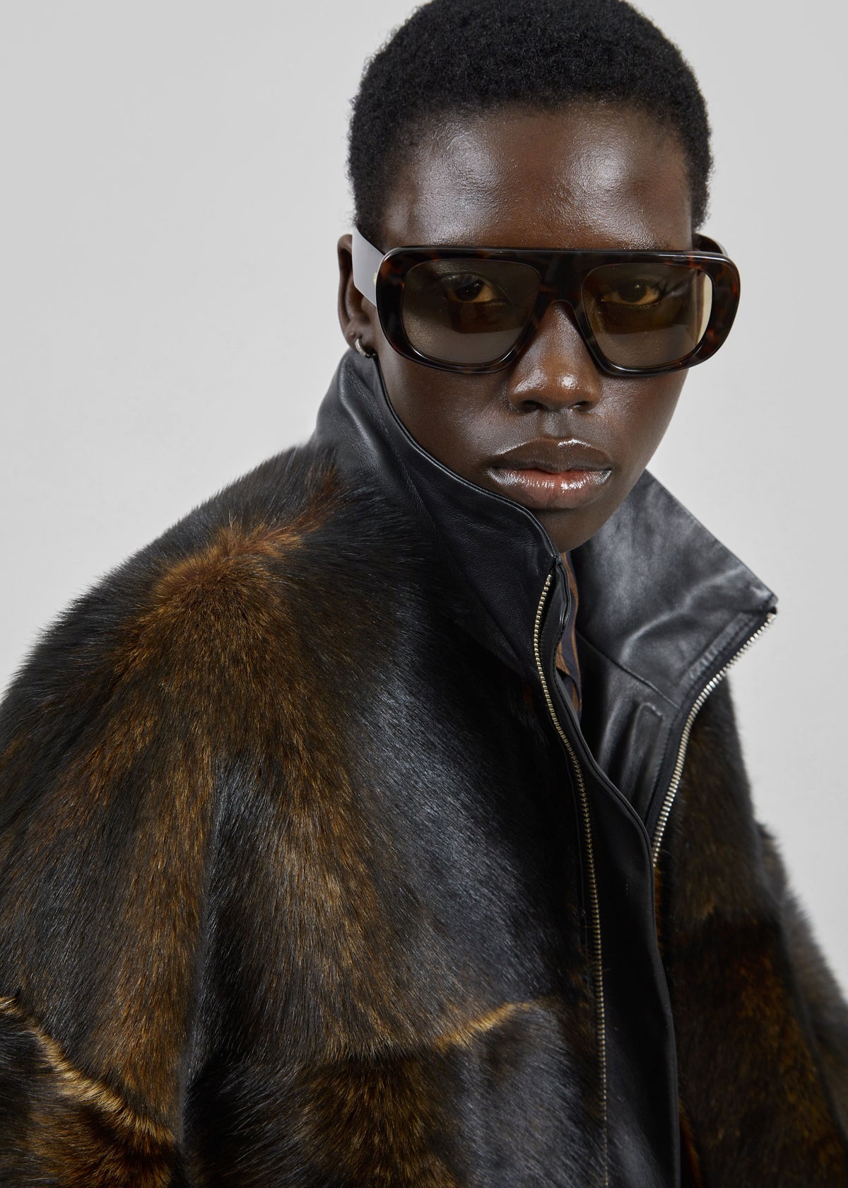 Milano Fur Bomber Jacket - Dark Brown
