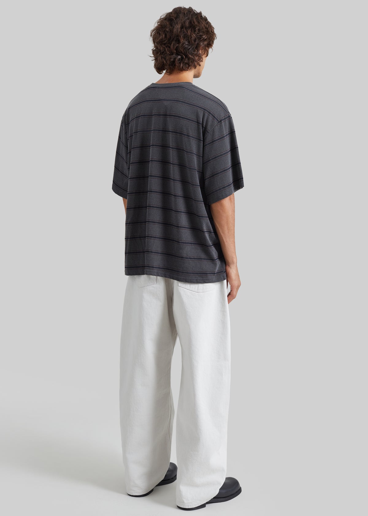 Milau Oversized T-Shirt - Charcoal Multi Stripe