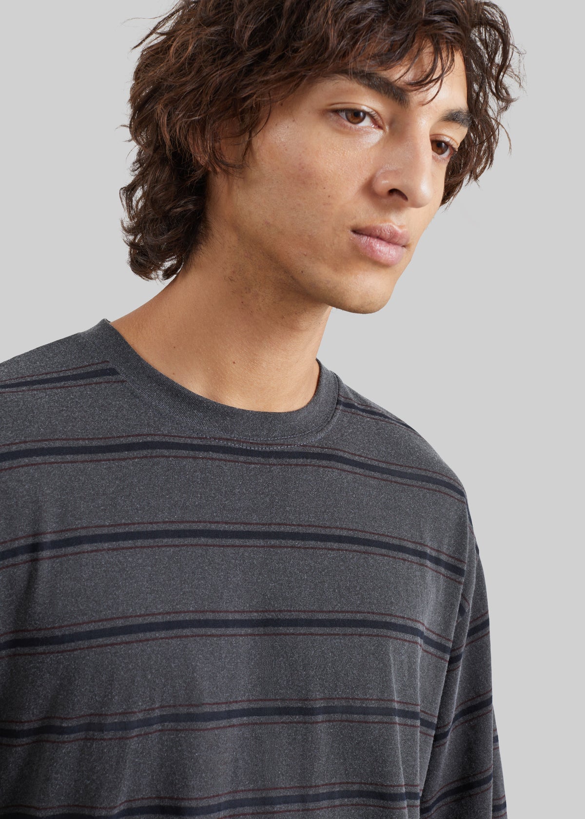 Milau Oversized T-Shirt - Charcoal Multi Stripe
