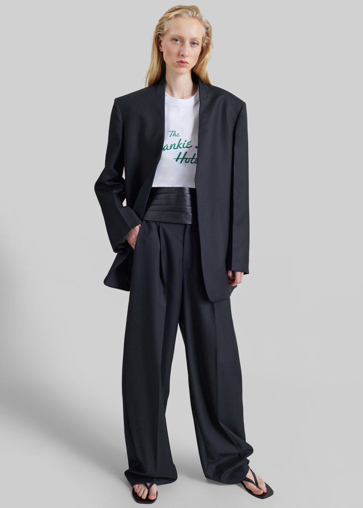 Milena Chevron Tailored Trousers - Black