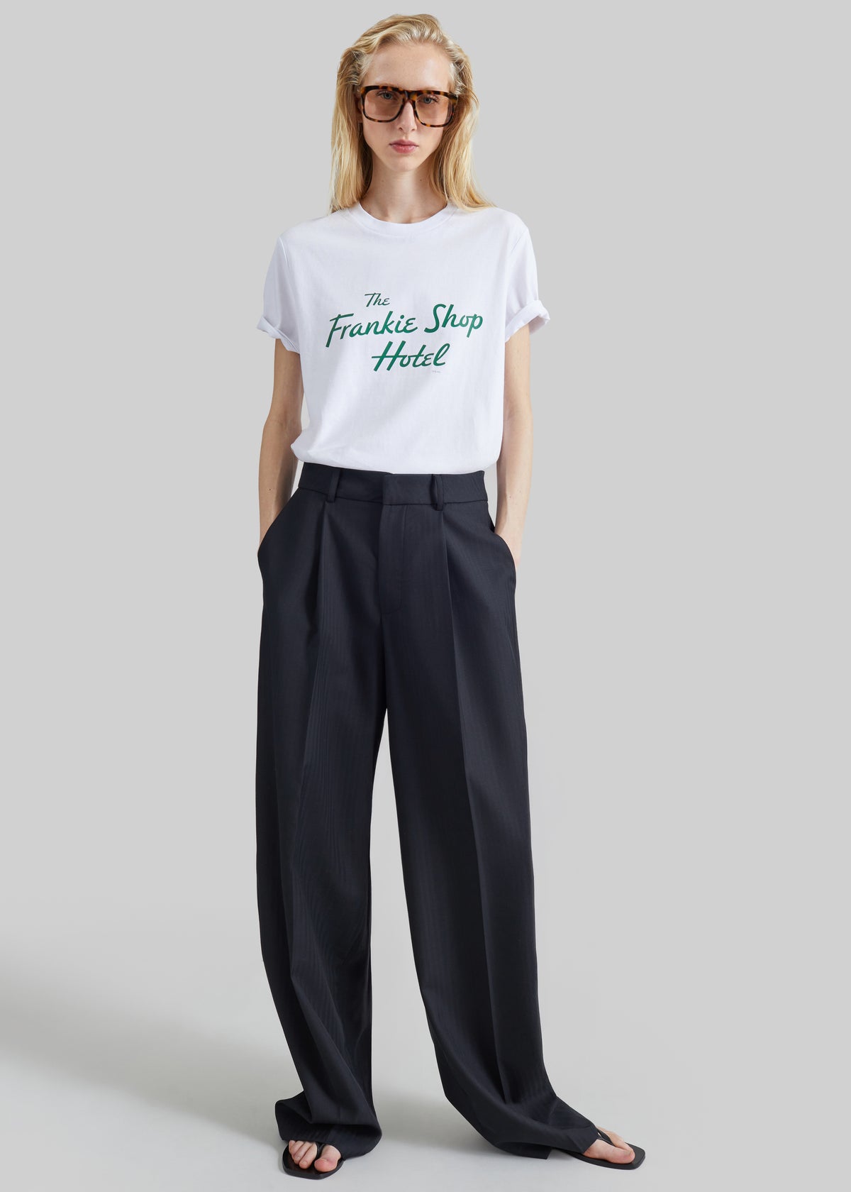 Milena Chevron Tailored Trousers - Black