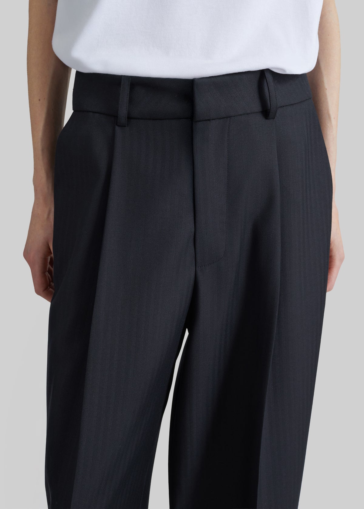 Milena Chevron Tailored Trousers - Black