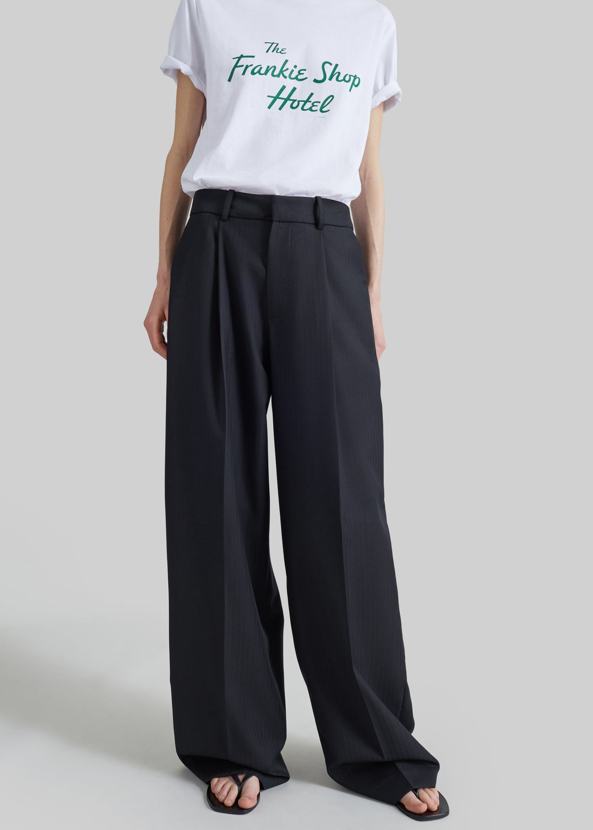 Milena Chevron Tailored Trousers - Black